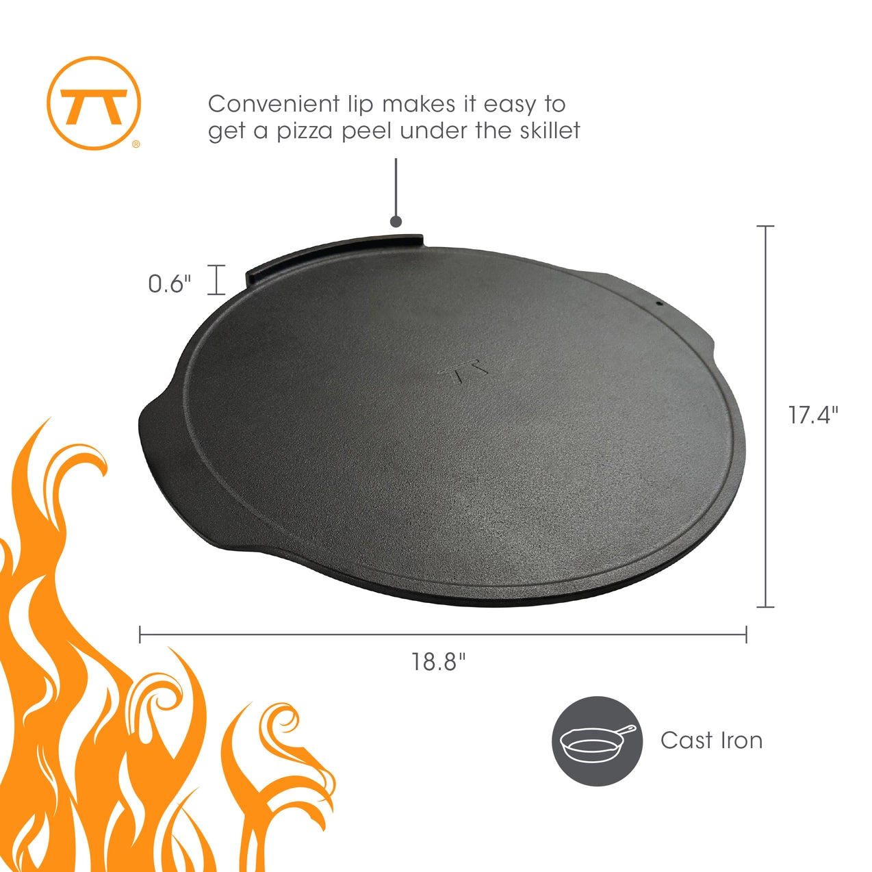 Outset Cast Iron Pizza Pan, 18" Pizza Stone