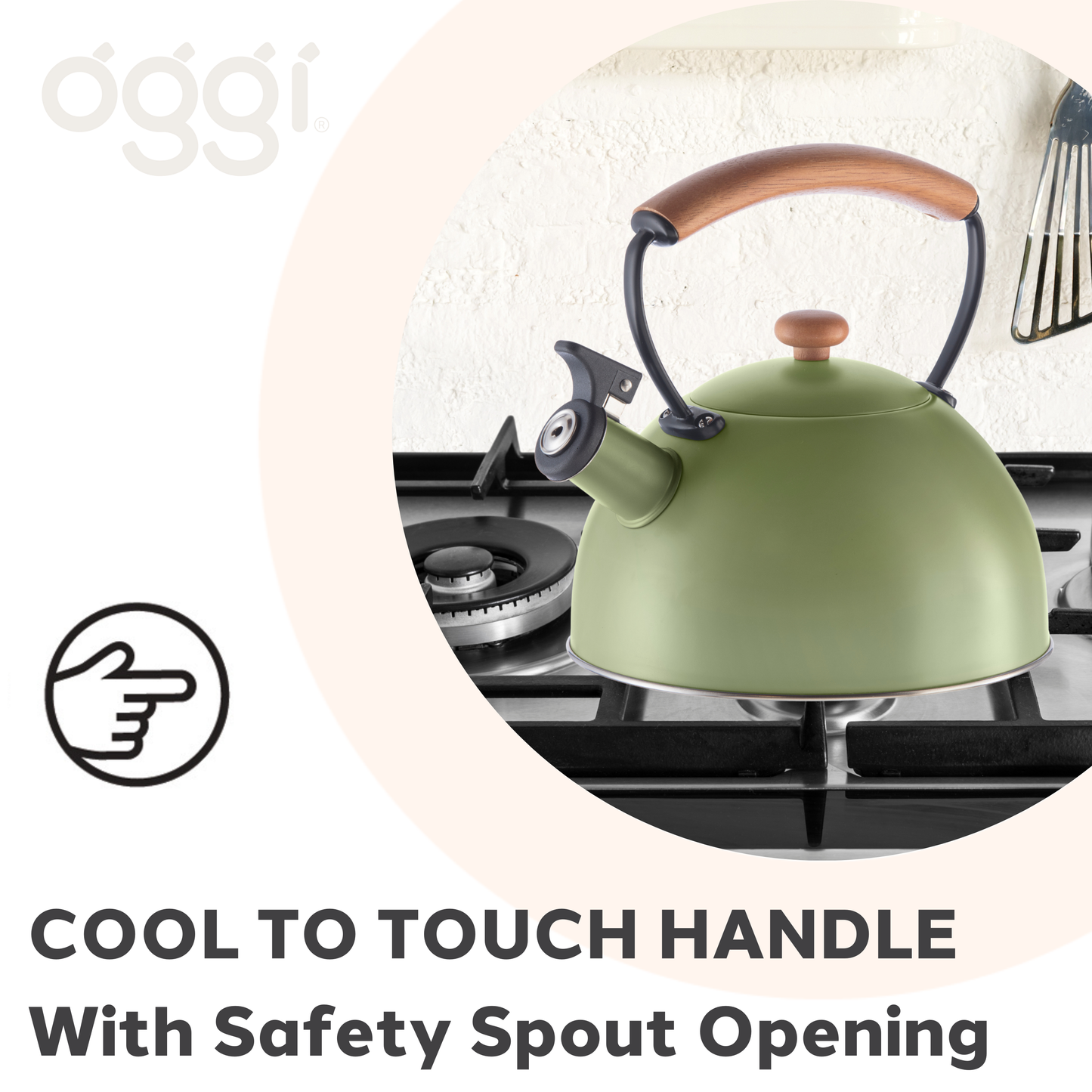 Stovetop Kettle - Steel, Wood Handle, Whistle (1.9lt, 64oz)