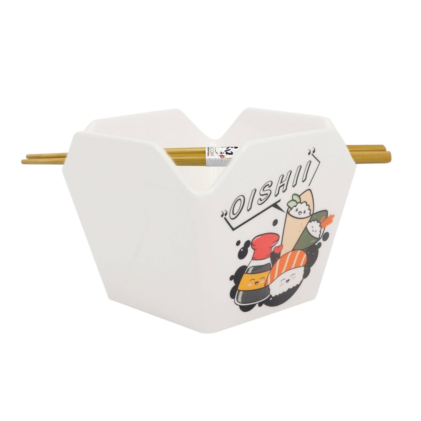 16oz 5"W x 4"H Takeout Box Serving Bowl With Chopsticks Oishii