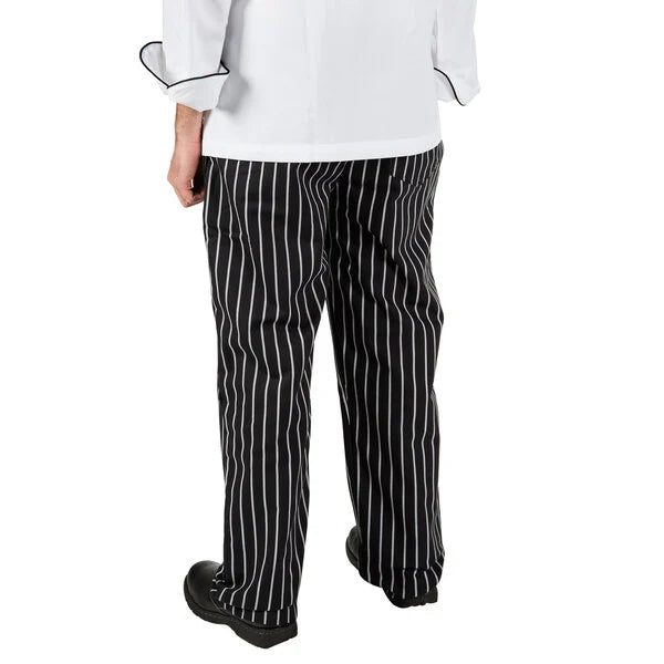 Mercer Culinary Millennia® Unisex Black Chalk Stripe Cook Pants 2XL