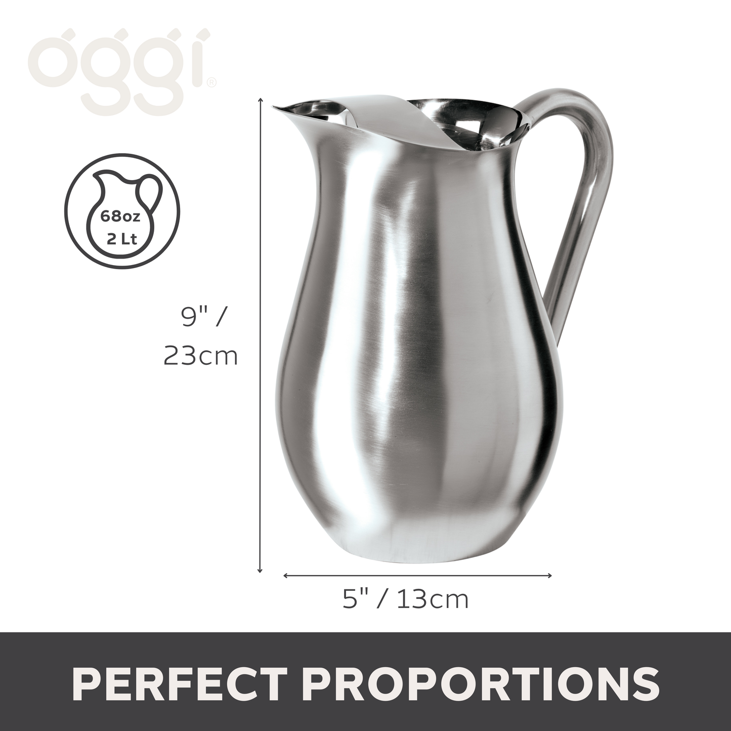 Water Pitcher - Stainless Steel (2 lt, 68 oz)