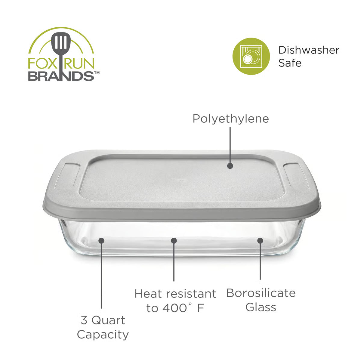 Glass 3 qt Bake Dish w/ Lid
