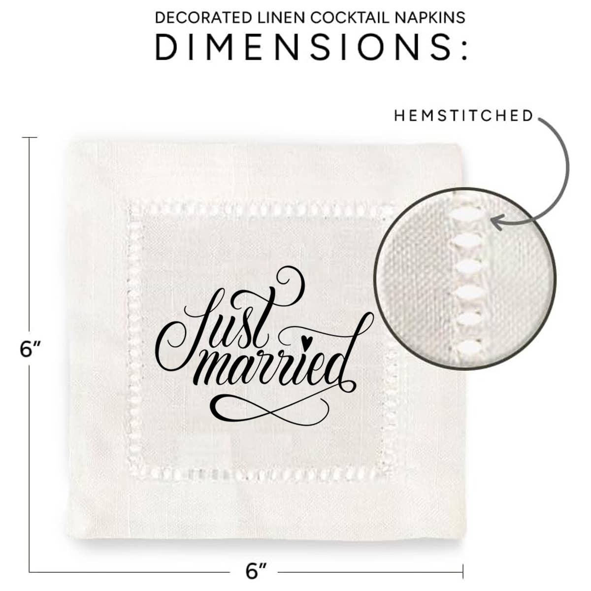 Hemstitch Napkins - Just Married