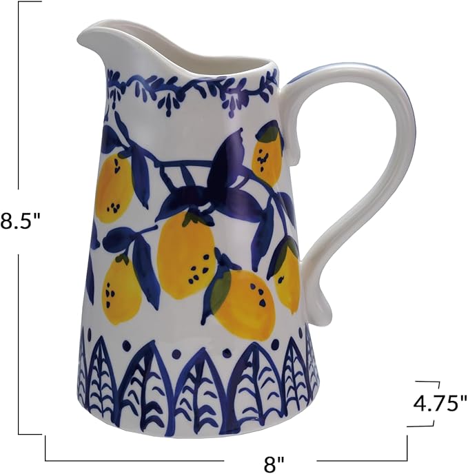 Hand-Painted 1-1/2 Quart Stoneware Pitcher