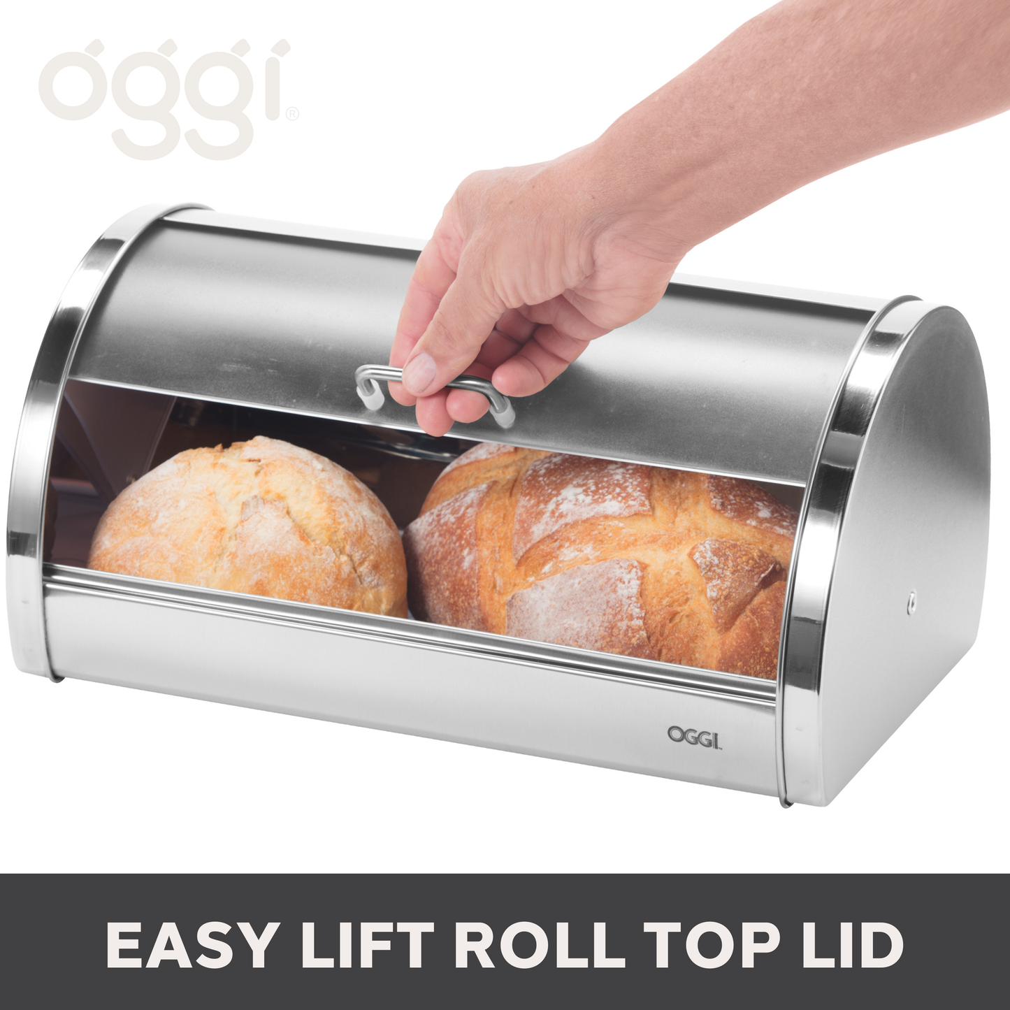 Bread Box - Stainless w/ Frosted Lid (15" x 7.25" x 10")