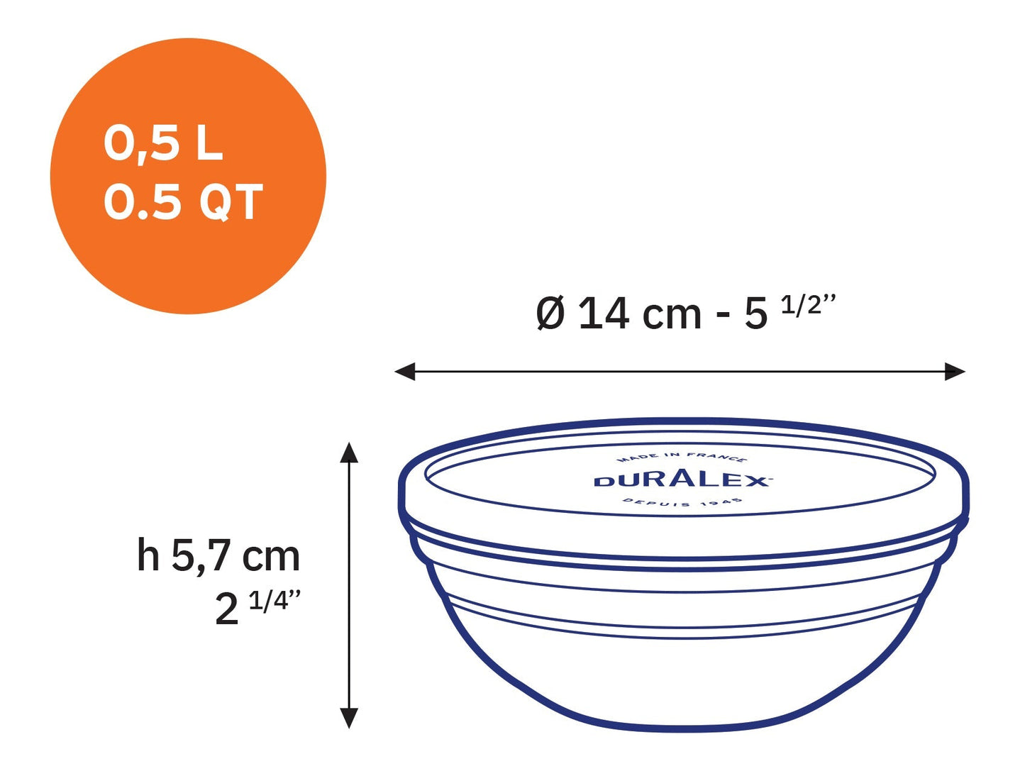 Duralex Freshbox Round Clear Bowl w/lid