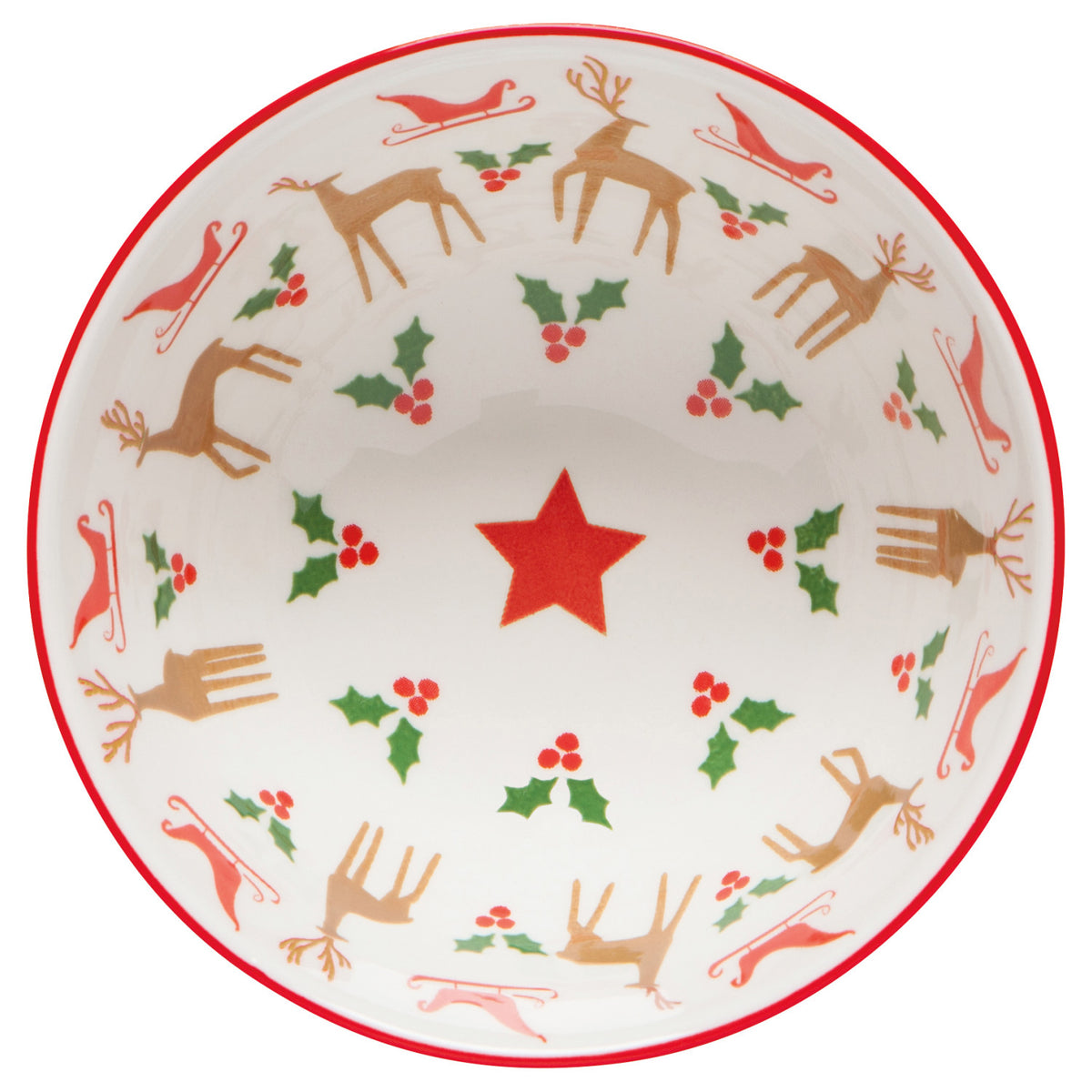 Santa's Reindeer Stamped Christmas Bowl 4 inch