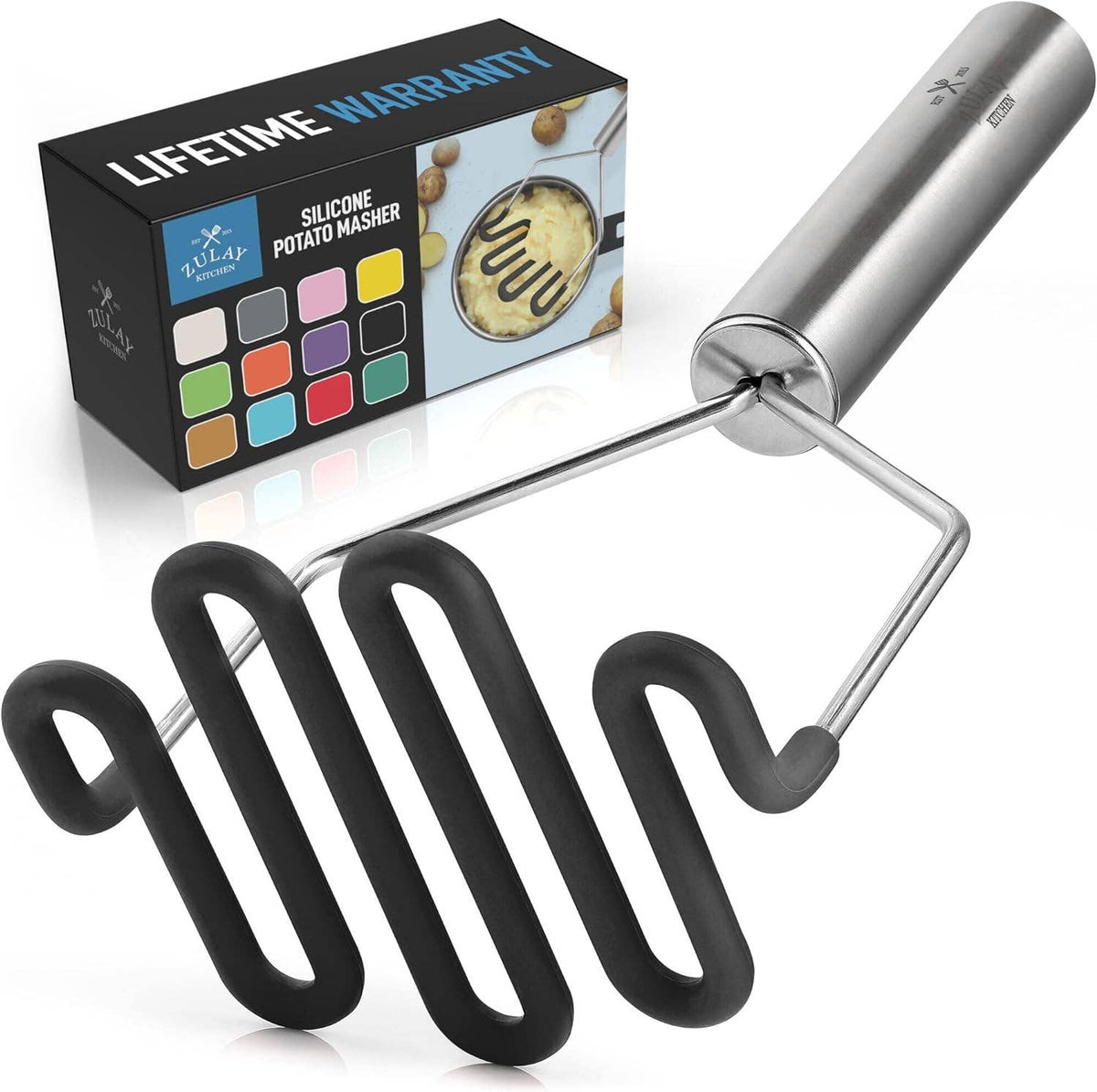 Potato Masher with Premium Silicone-Coated Stainless Steel