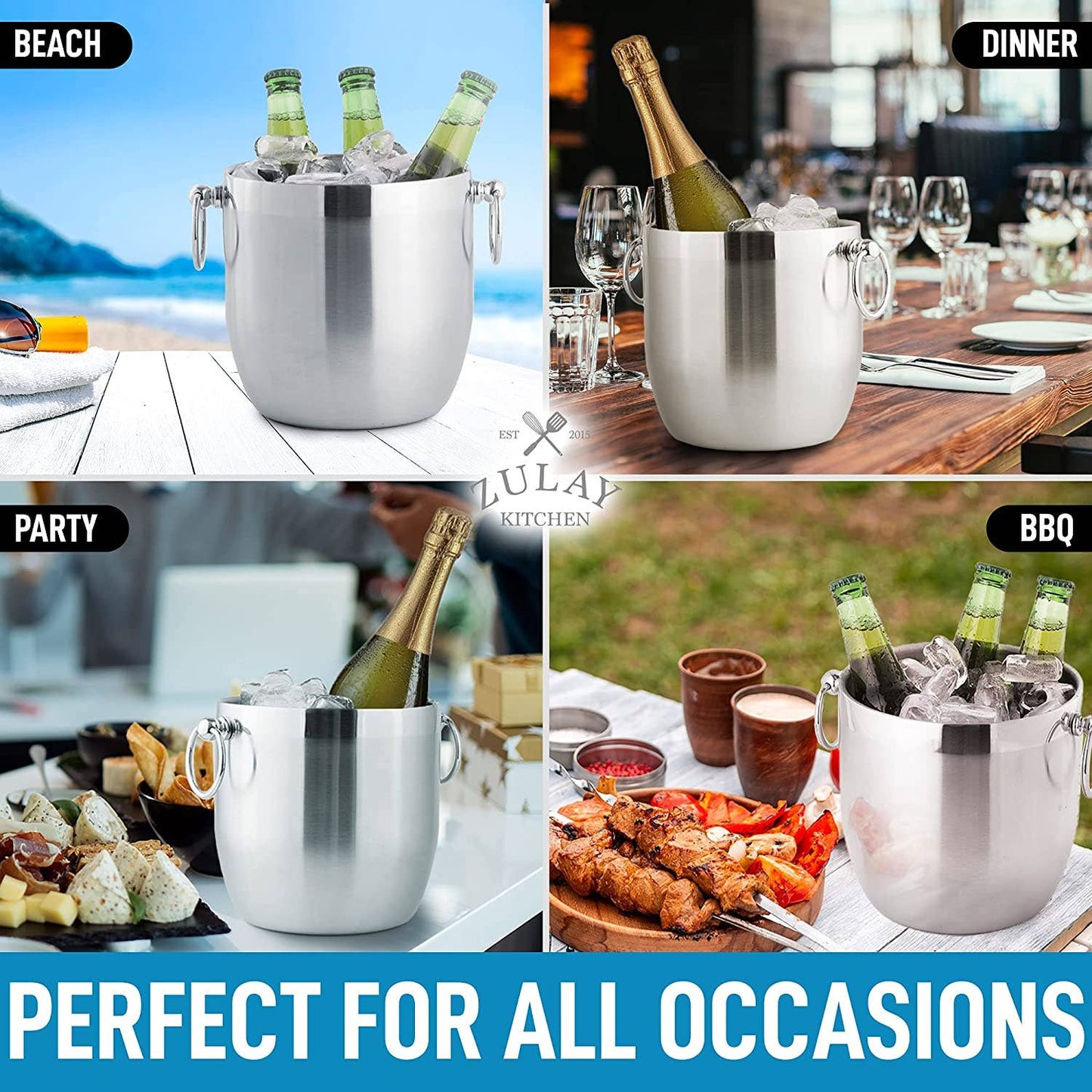DoubIe-Walled Insulated Ice Bucket with Tongs - 3 Liter
