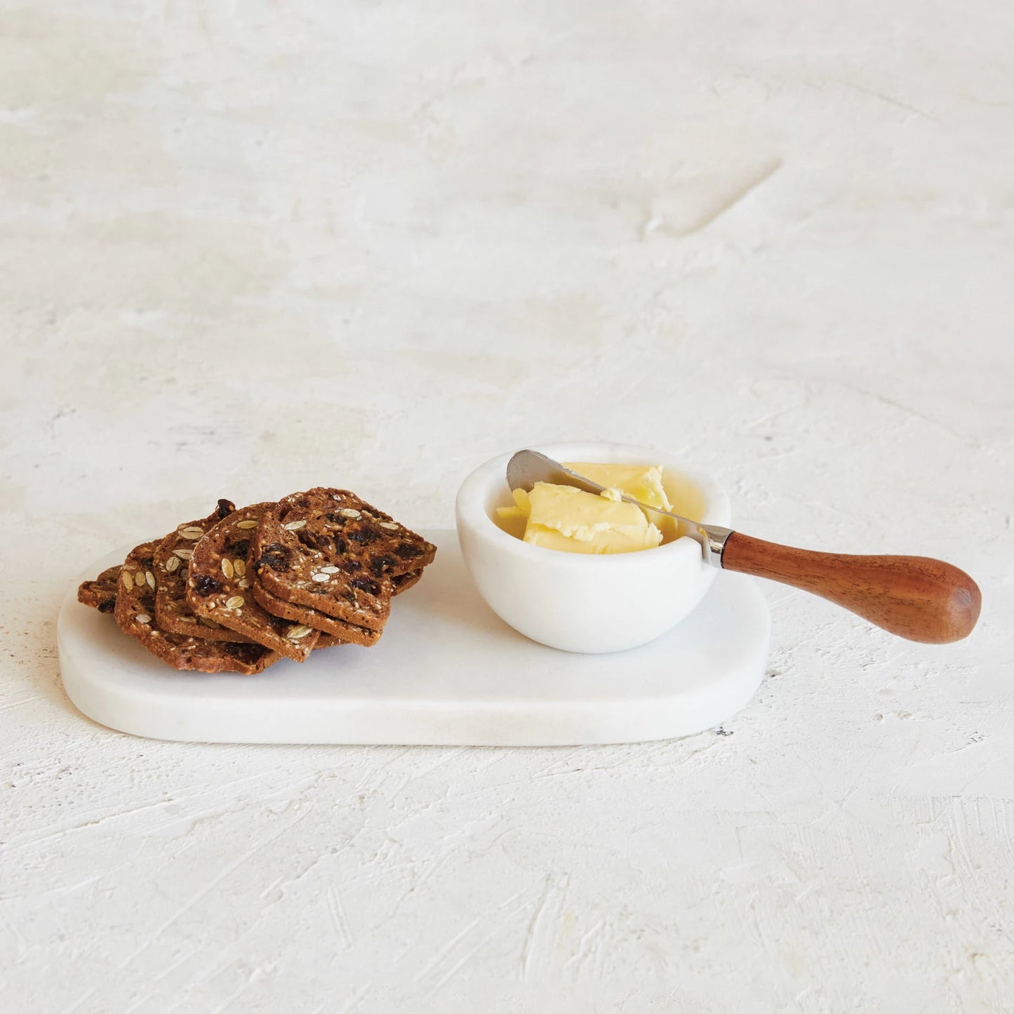 Marble Cheese/Serving Board w/ Marble Bowl & Canape Knife, Set of 3