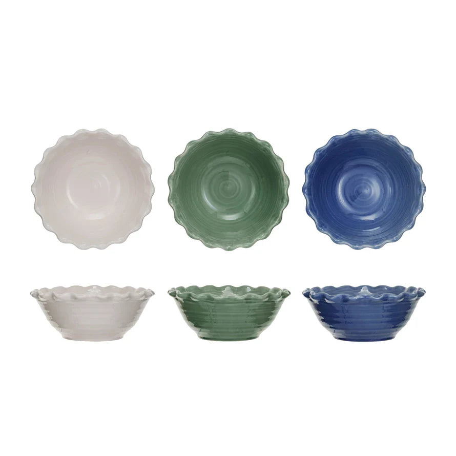 Stoneware Bowl w/Scalloped Edge, 10"