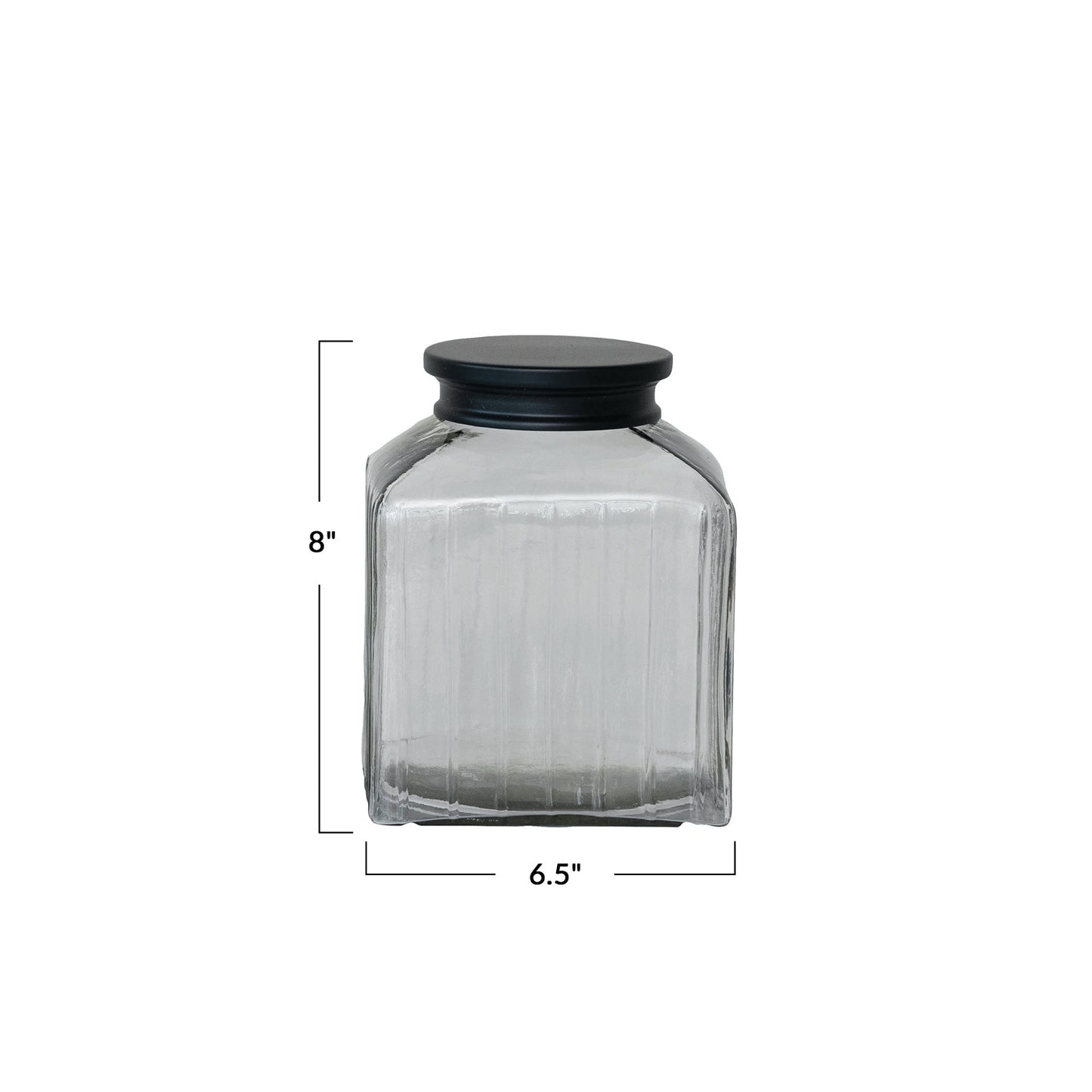 9 Cup Glass Jar w/ Black Stainless Steel Lid