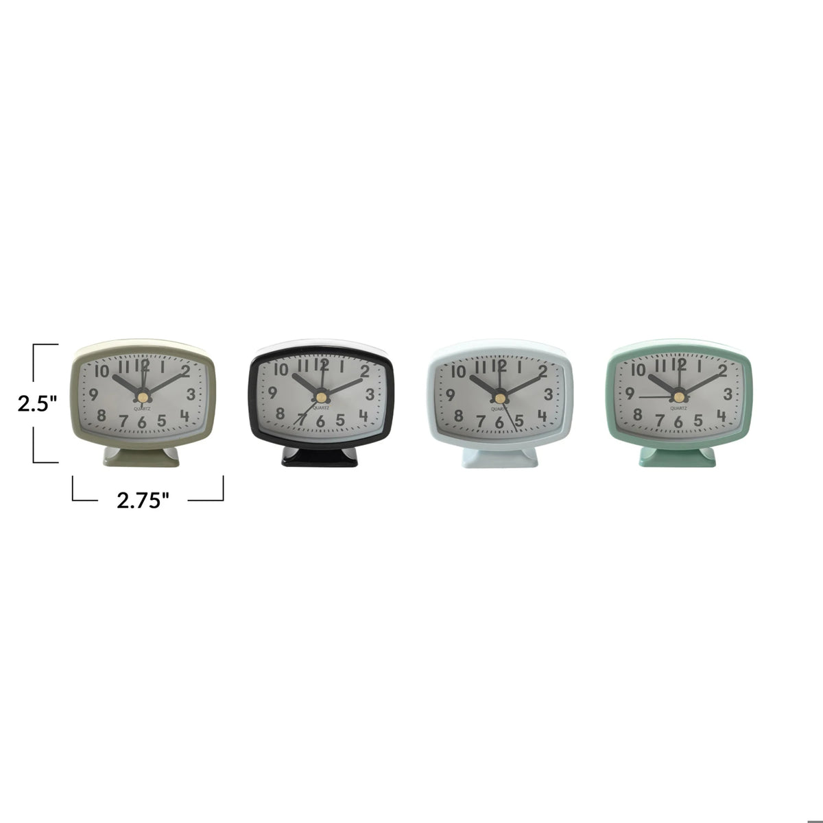 Metal Footed Alarm Clock, 4 Colors (Battery Included)