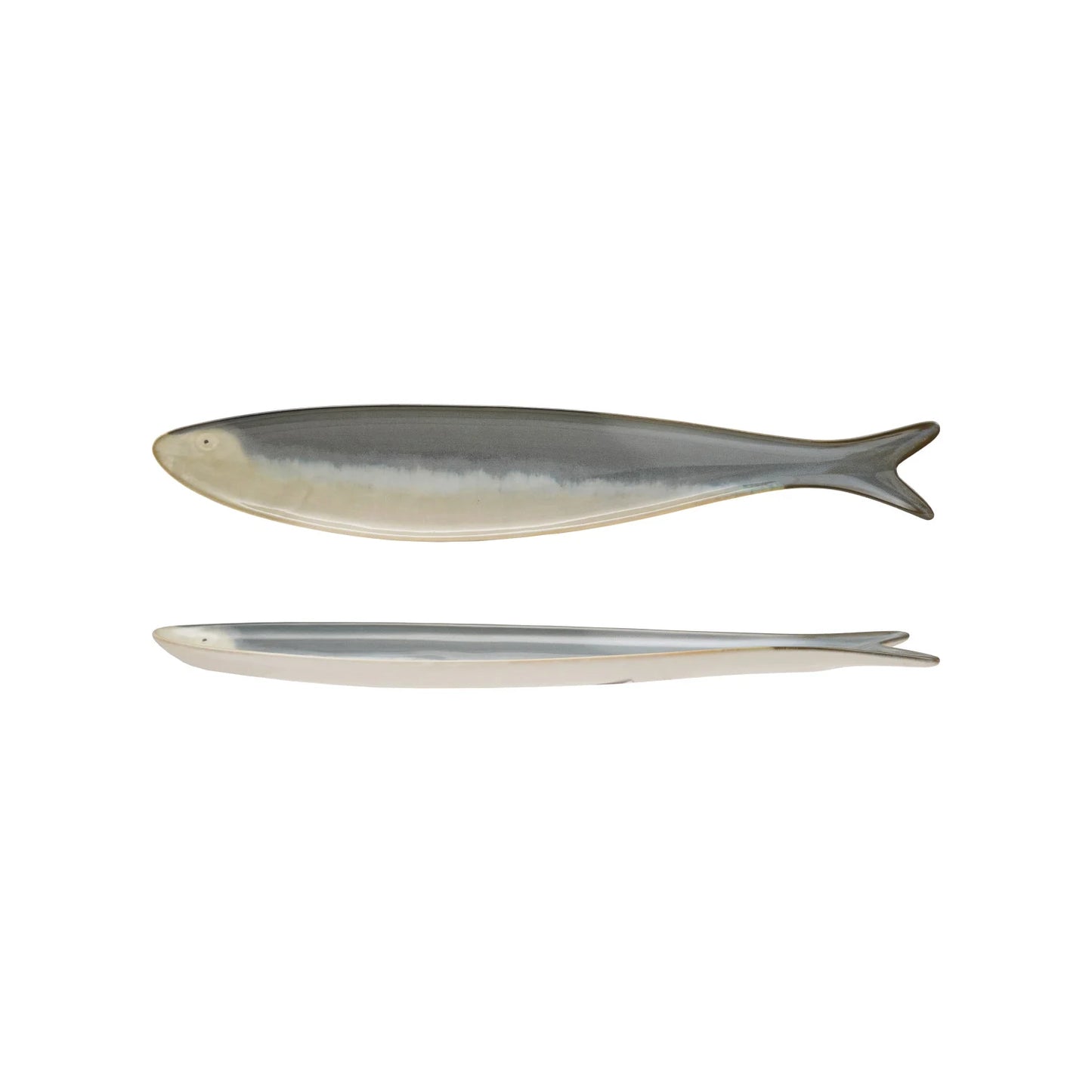 Stoneware Sardine Shaped Dish (Grey & White)