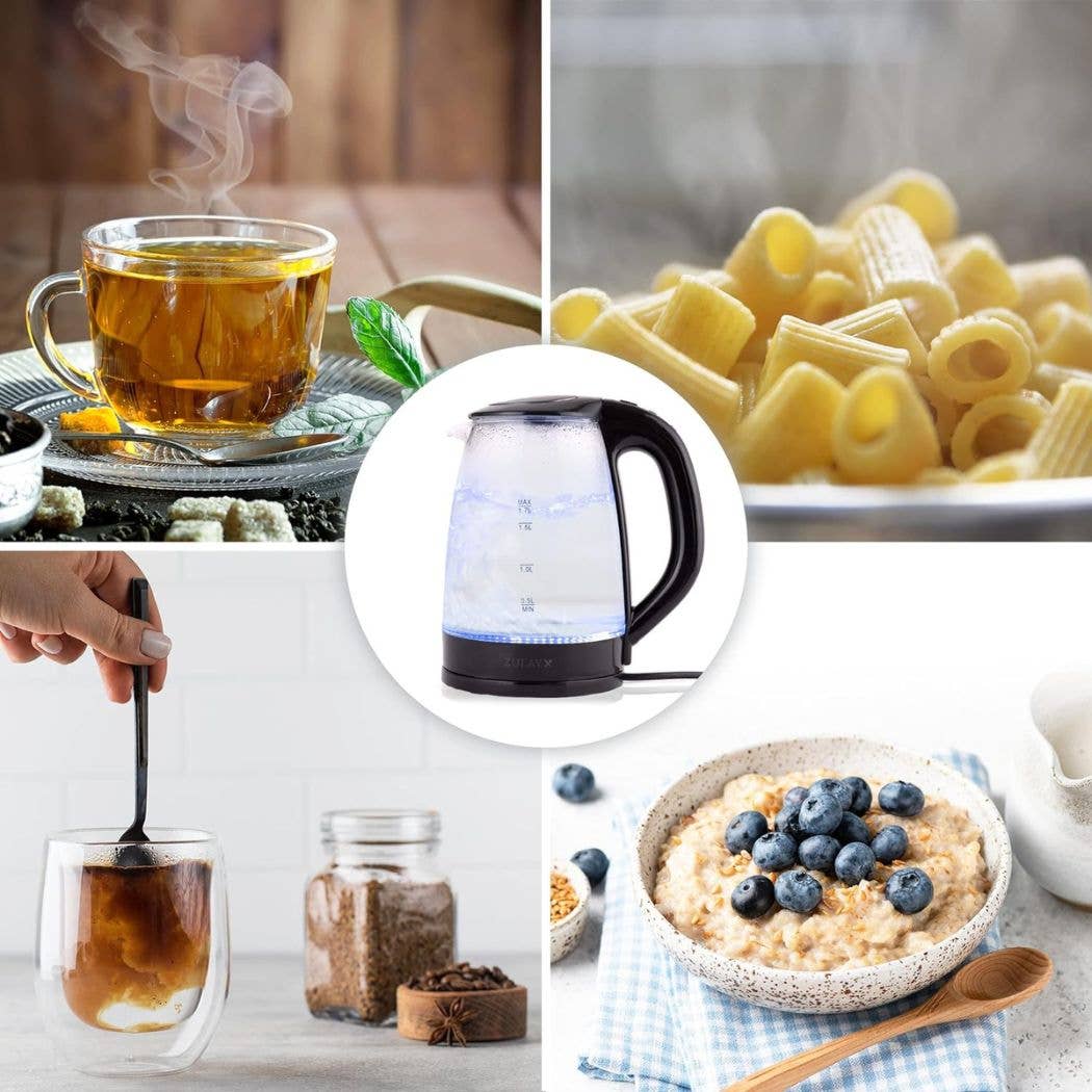Glass Electric Kettle 1.7L with Blue LED Light
