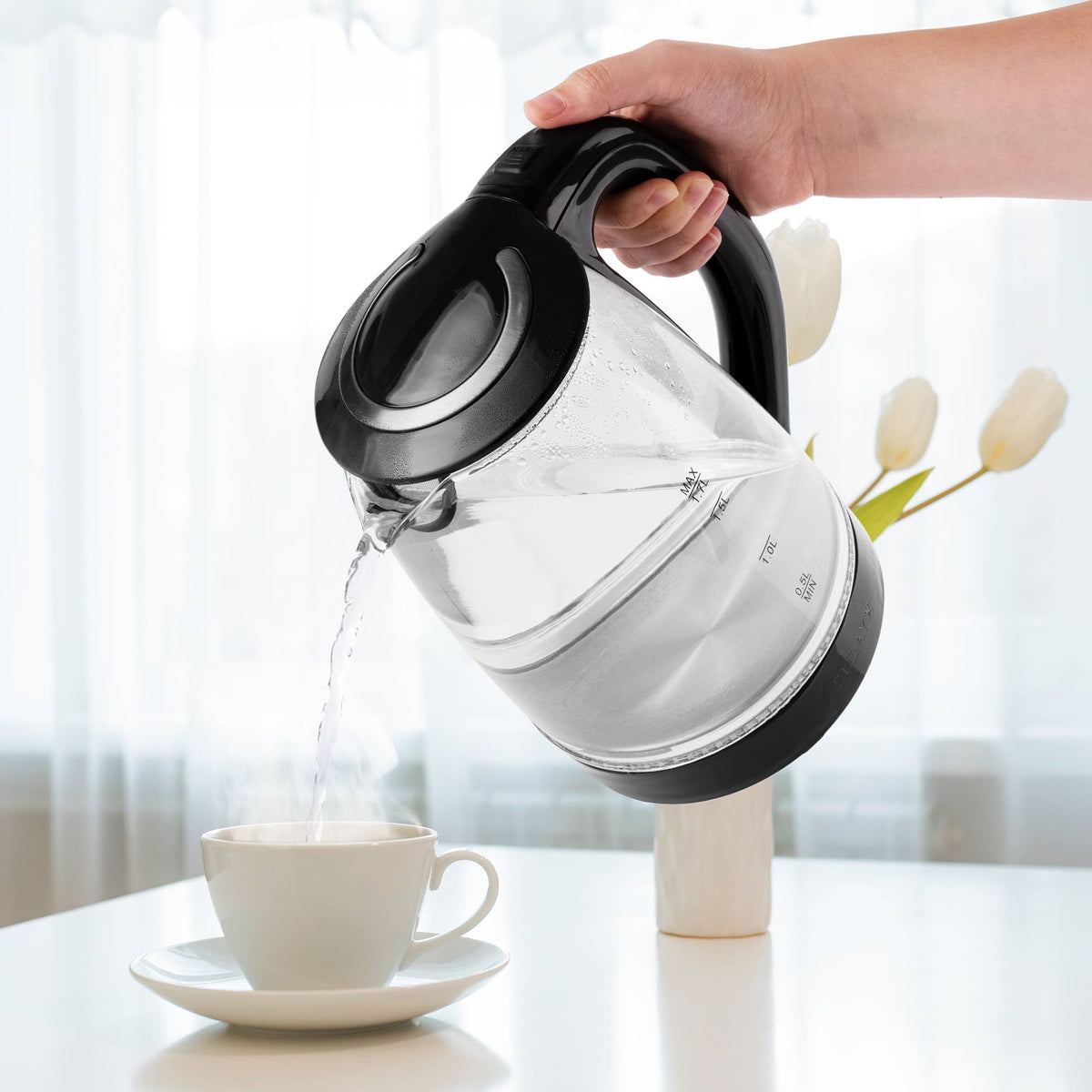 Glass Electric Kettle 1.7L with Blue LED Light