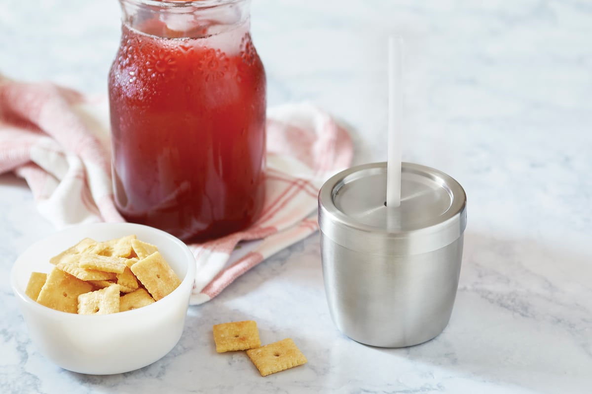 Stainless Steel Kids Cup w/Lid and Silicone Straw