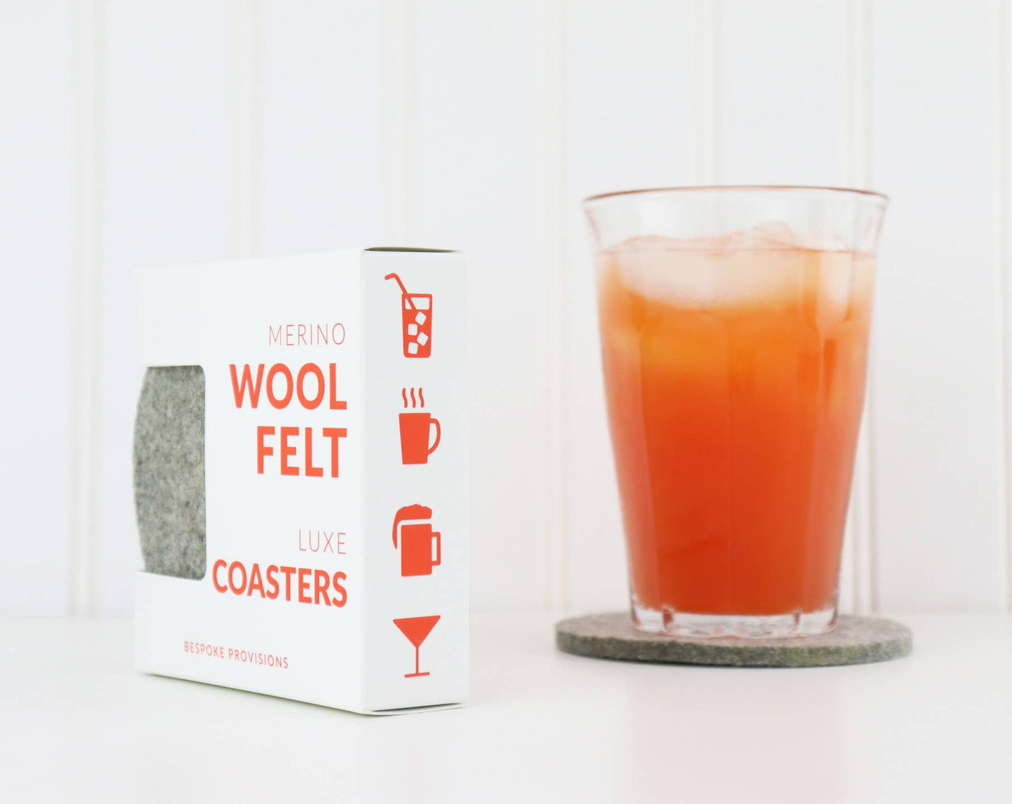 Wool Felt Coasters : Light Heather Grey