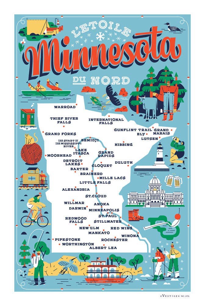 Minnesota State Icons Tea Towel