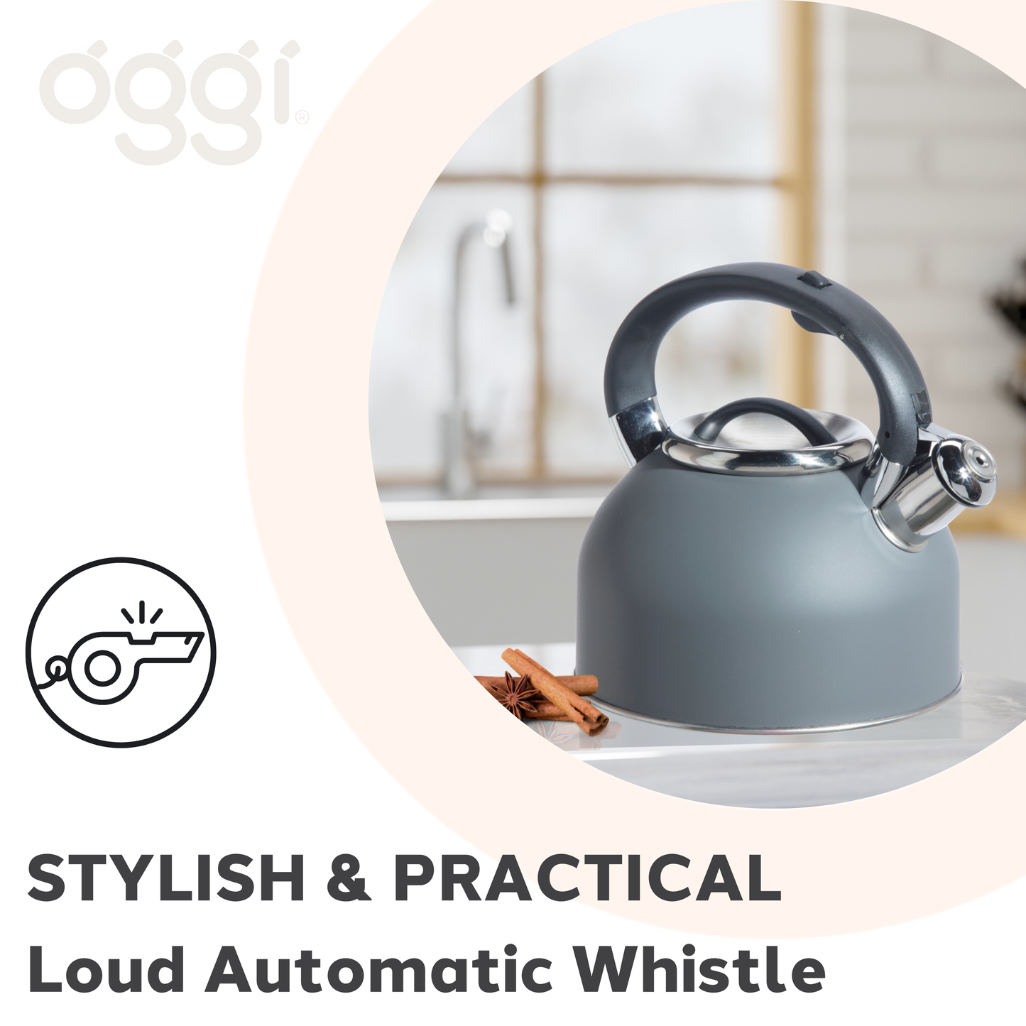 Stovetop Kettle - Stainless Steel Whistling (1.9 lt, 64 oz)