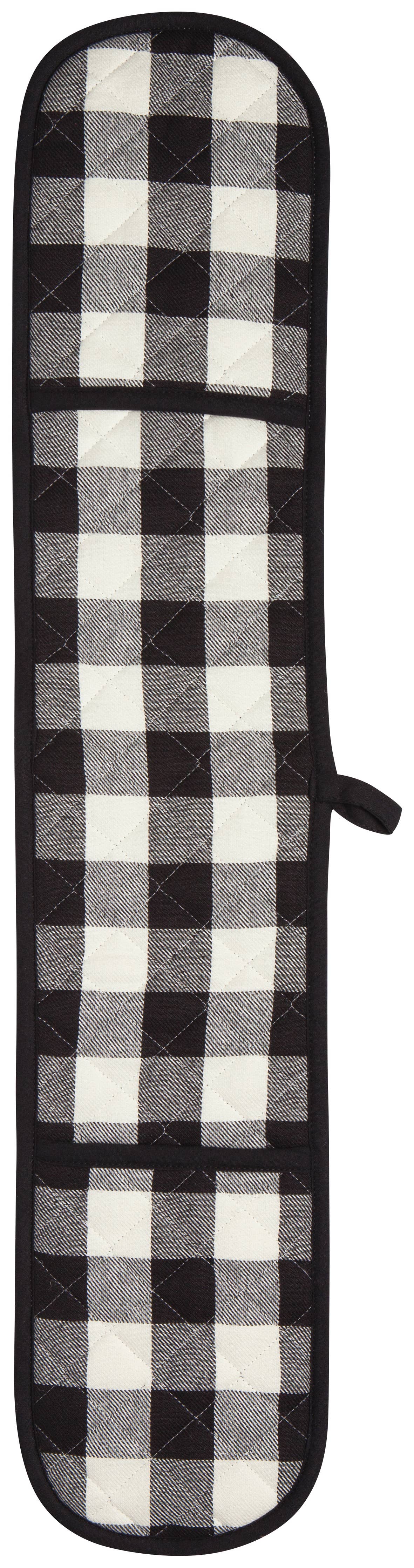 Black Check Double Oven Mitt