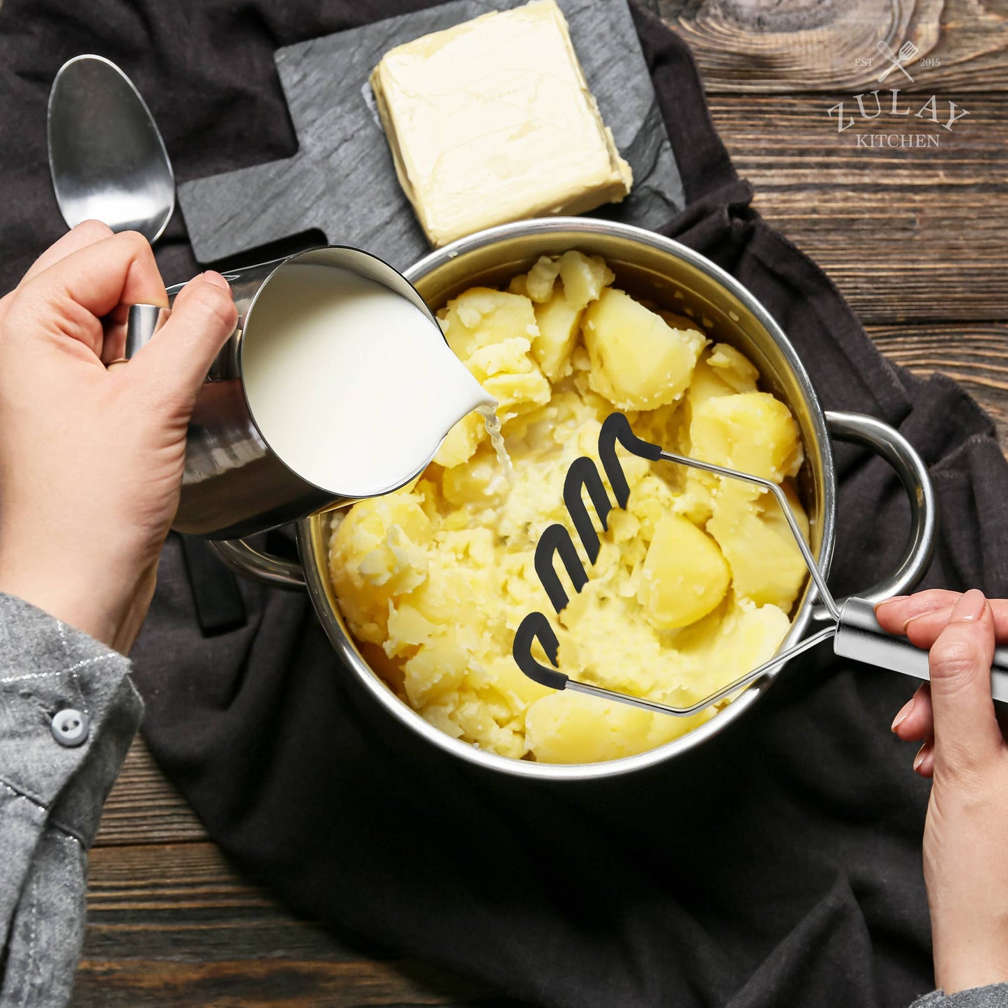 Potato Masher with Premium Silicone-Coated Stainless Steel