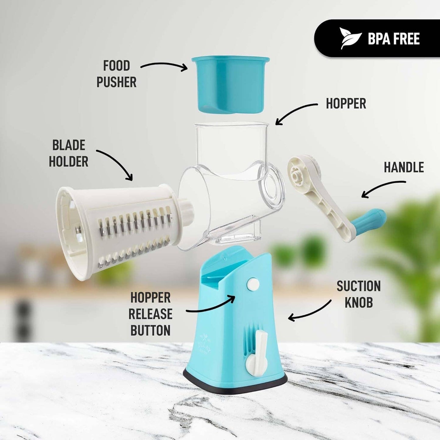 Rotary Cheese Grater with 5 Interchangeable Drums