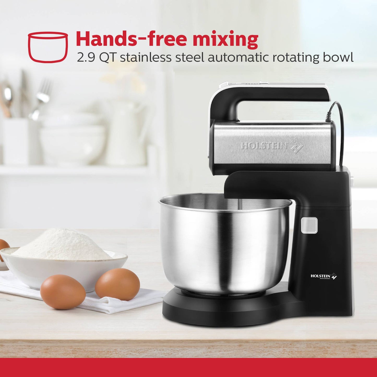 5-Speed Hand and Stand Mixer with LED Light- Single Unit