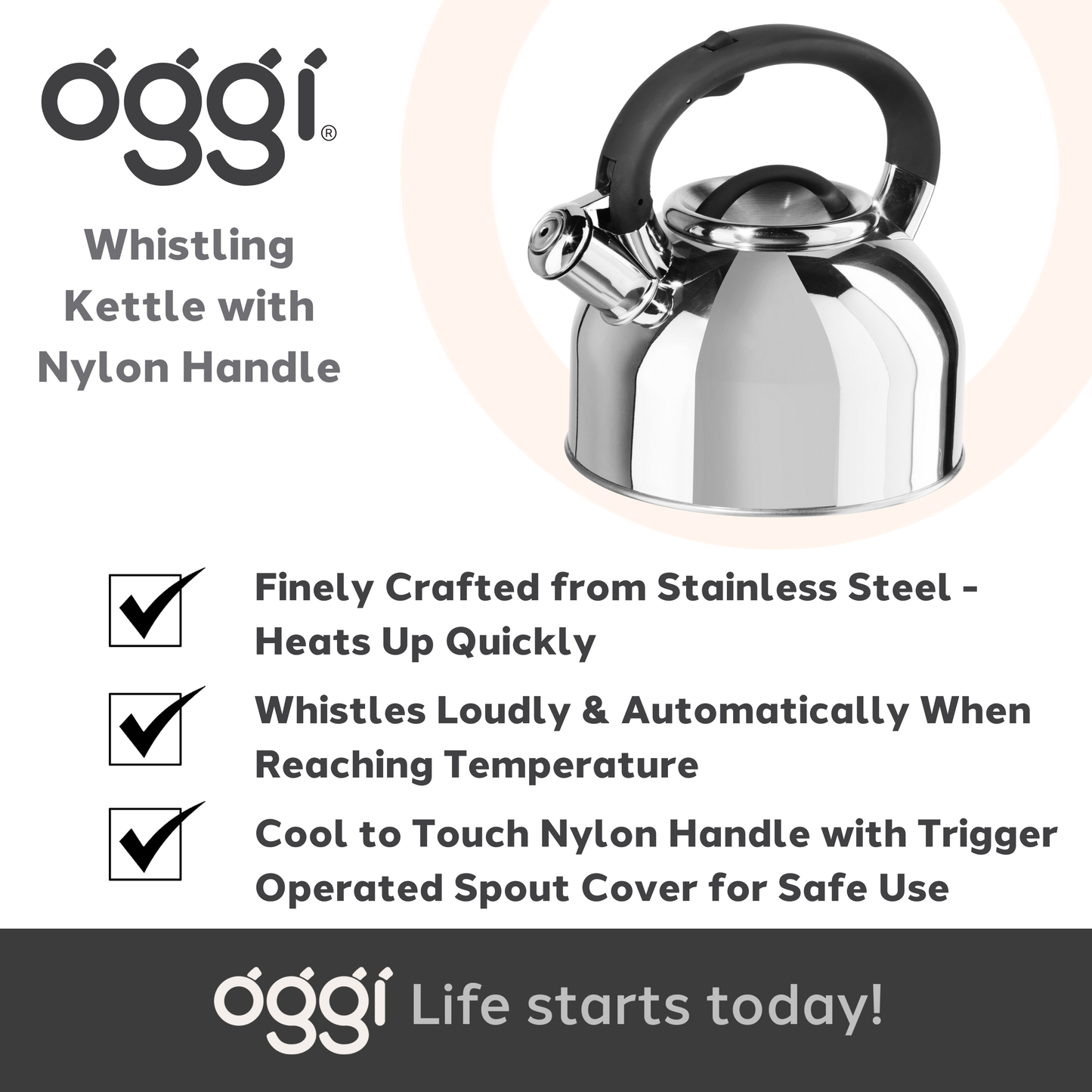 Stovetop Kettle - Stainless Steel Whistling (1.9 lt, 64 oz)