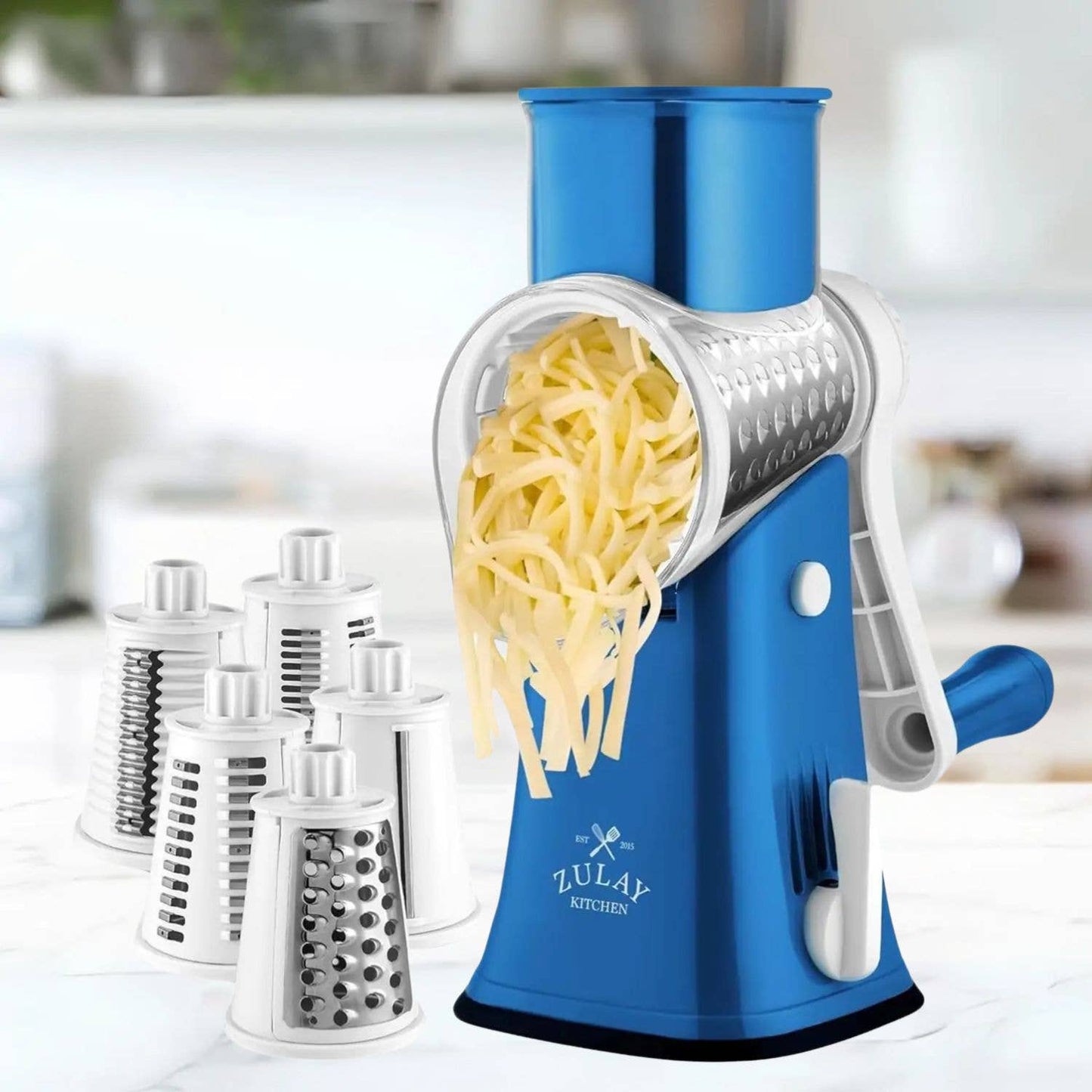Rotary Cheese Grater with 5 Interchangeable Drums
