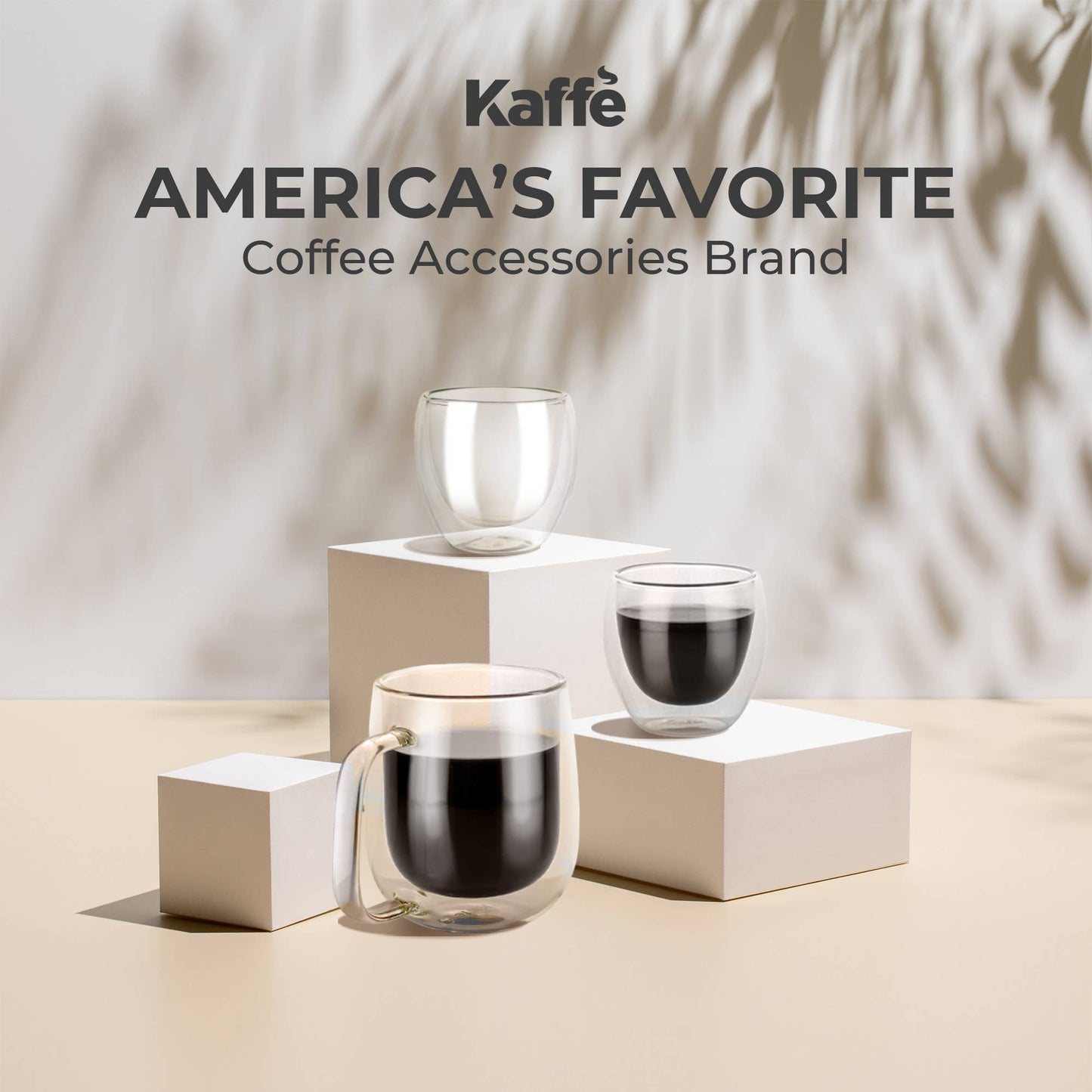 Kaffe 10oz Glass Coffee Mugs. Double-Wall Borosilicate Glass