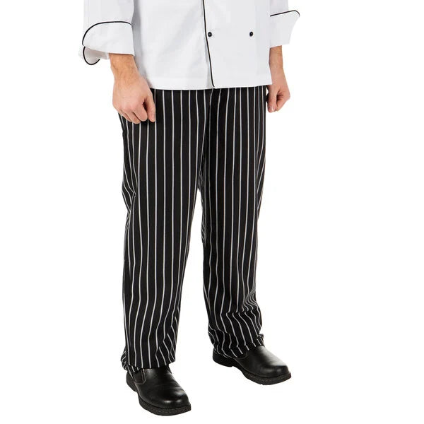 Mercer Culinary Millennia® Unisex Black Chalk Stripe Cook Pants 2XL