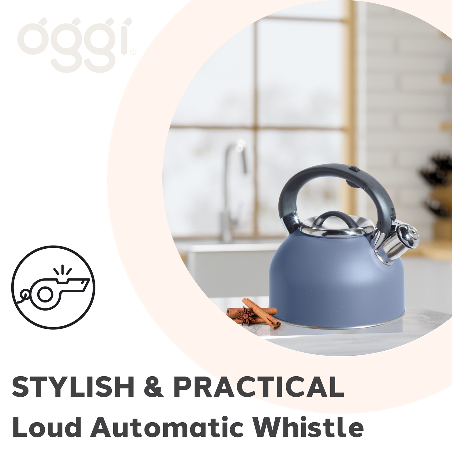 Stovetop Kettle - Stainless Steel w/ Whistle (1.9 lt, 64 oz)