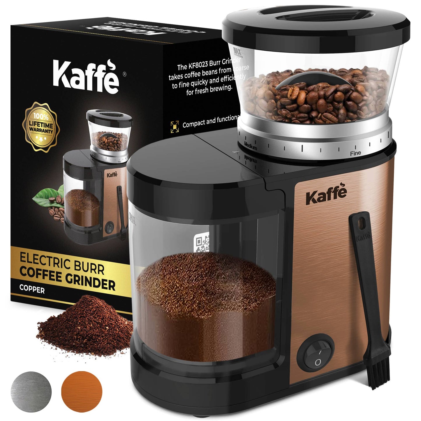 Kaffe Electric Burr Coffee Grinder Stainless Steel - 5.5 oz