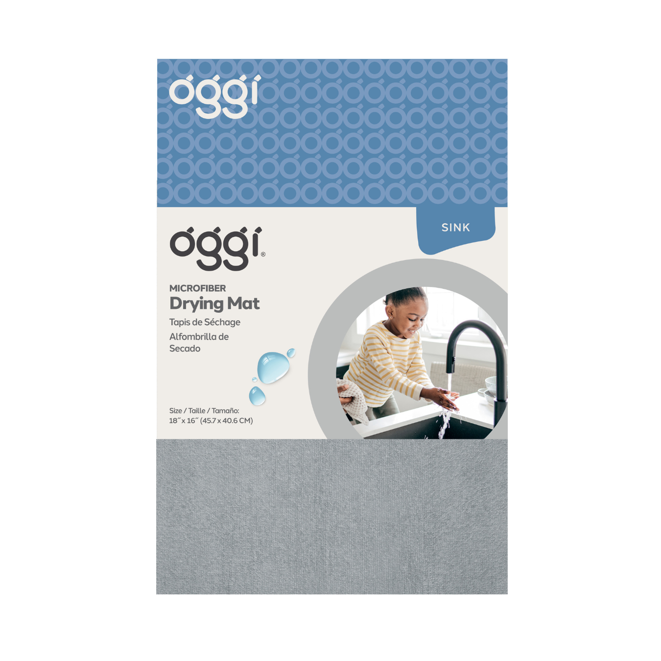 Dish Drying Mat - Microfiber, 16x18 - Gray