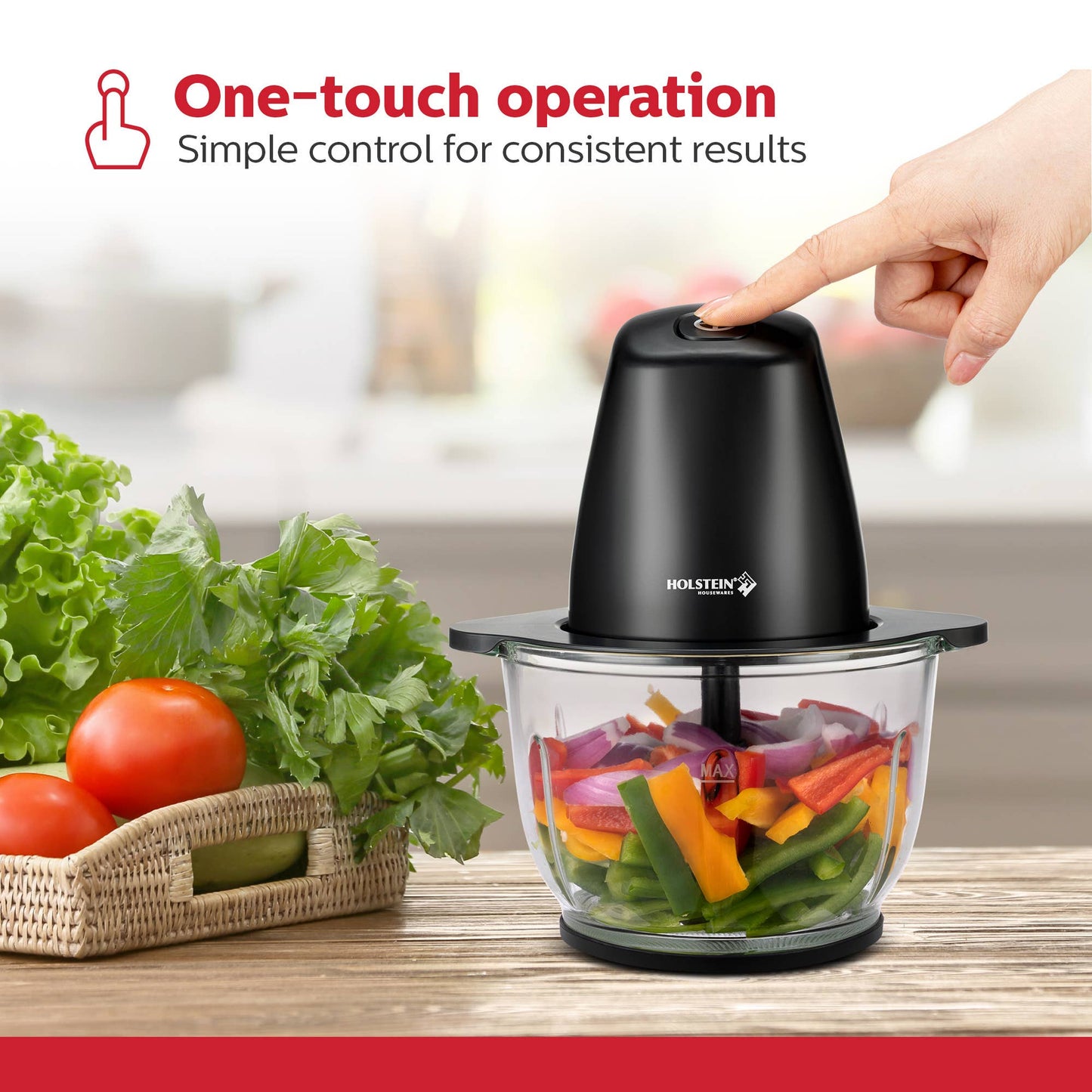 1.9 QT 8 CUP GLASS BOWL ELECTRIC FOOD CHOPPER