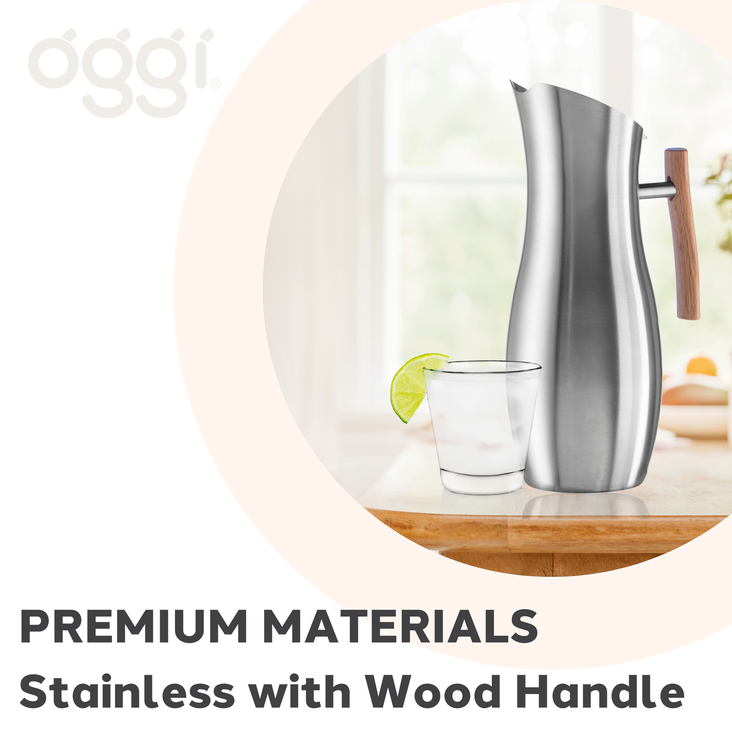 Water Pitcher - Stainless Steel Slimline (2 lt, 68 oz)