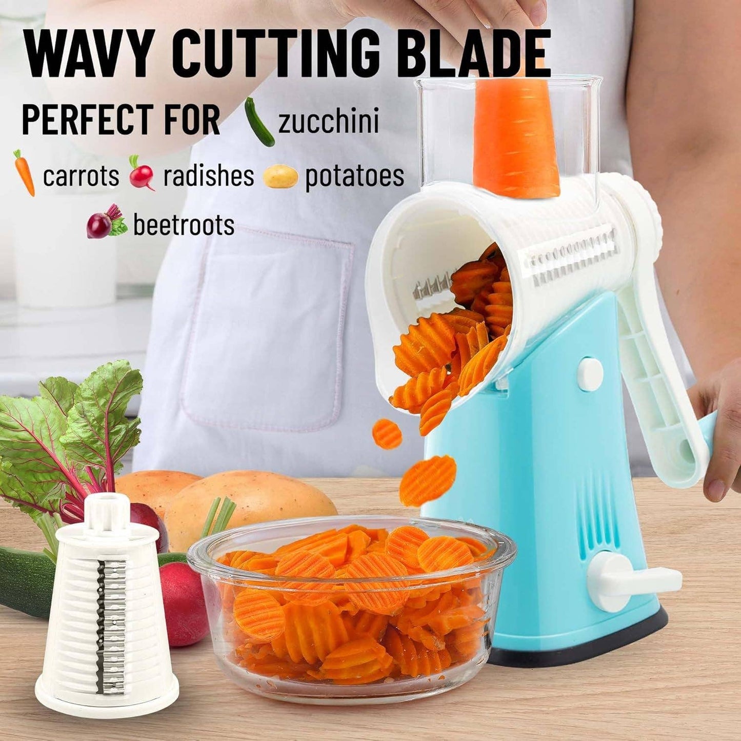 Rotary Cheese Grater with 5 Interchangeable Drums