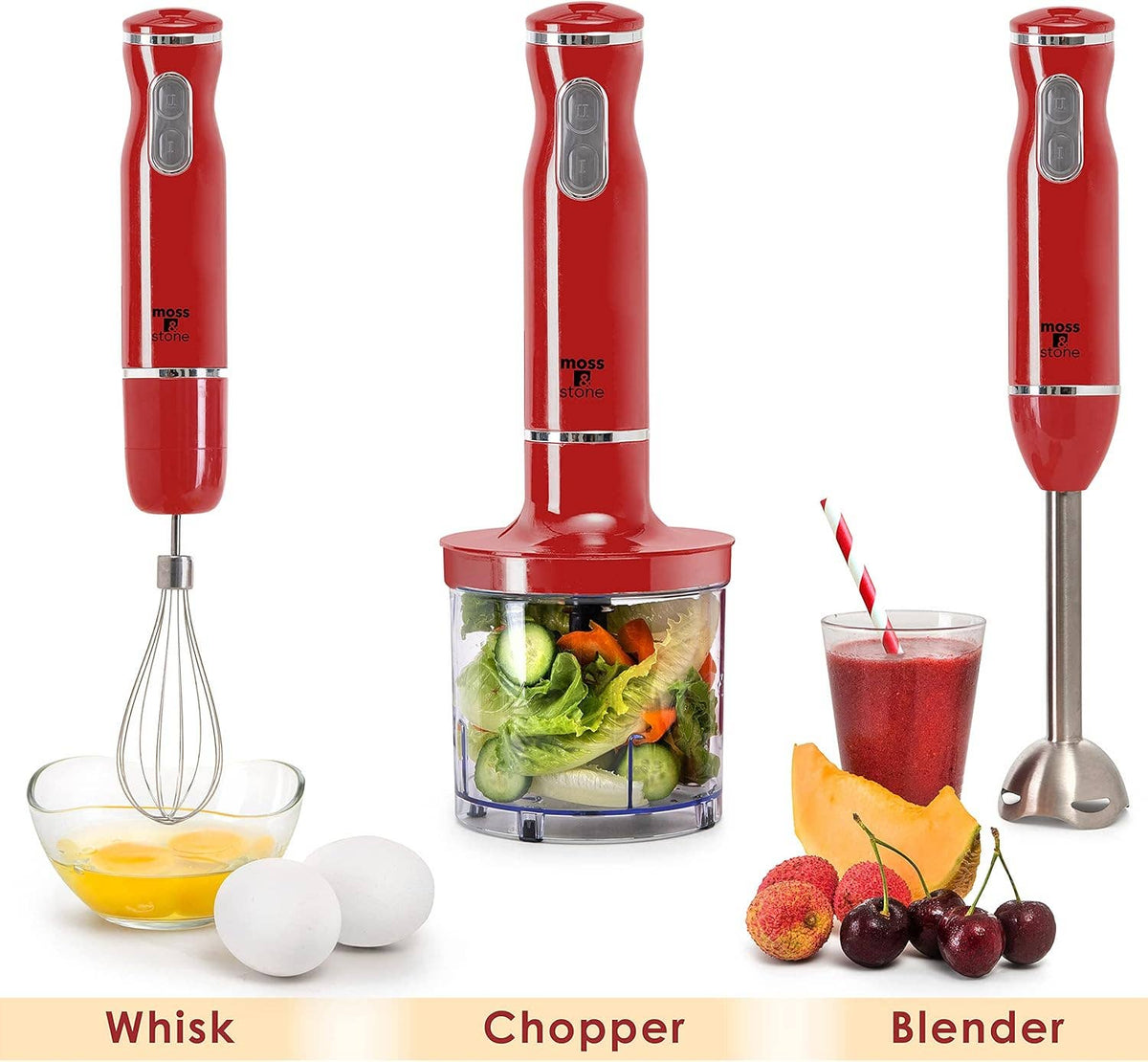Electric Stick Blender w/Egg Whisk & Chopper- 300 Watt