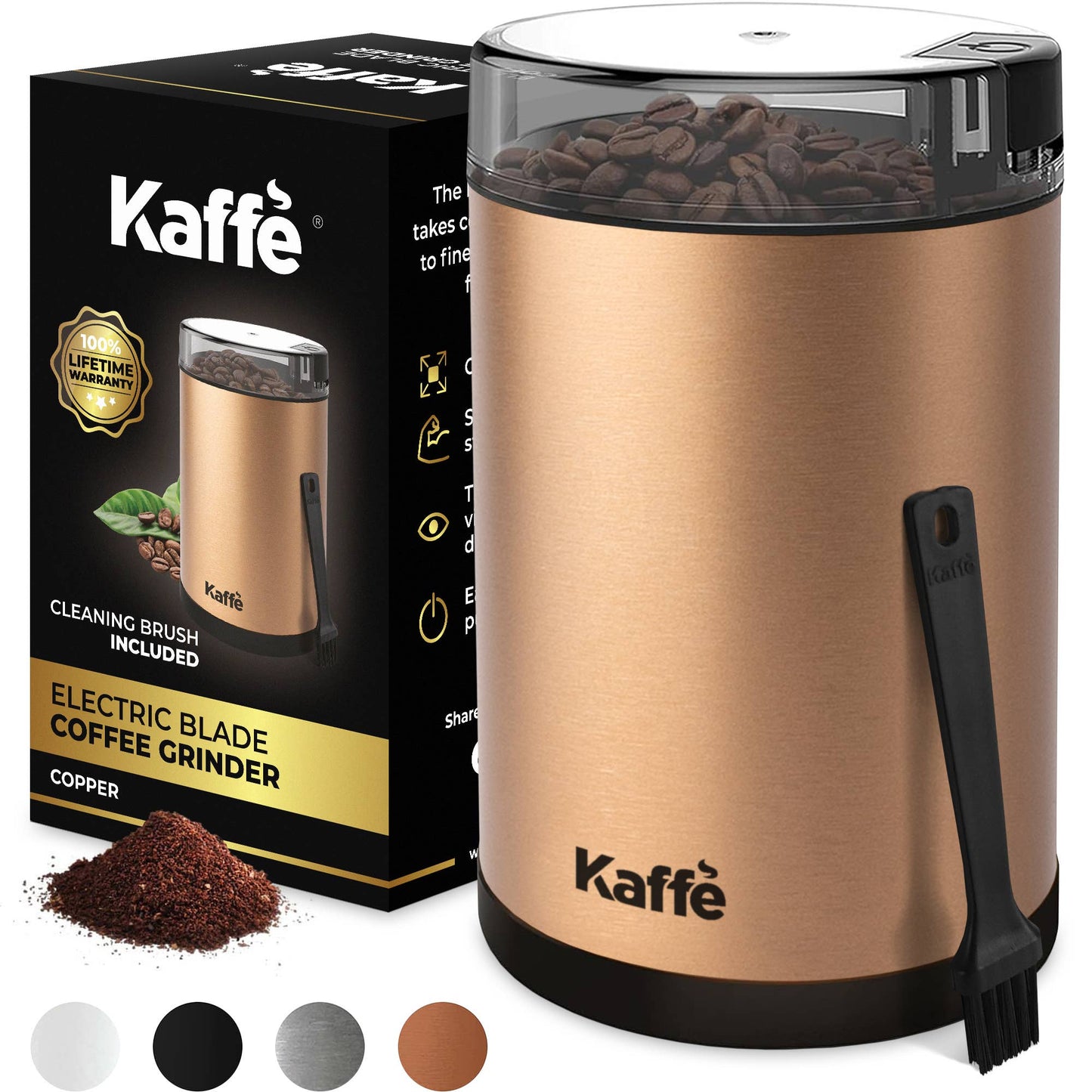 Kaffe Electric Coffee Grinder w/ Cleaning Brush - 3oz