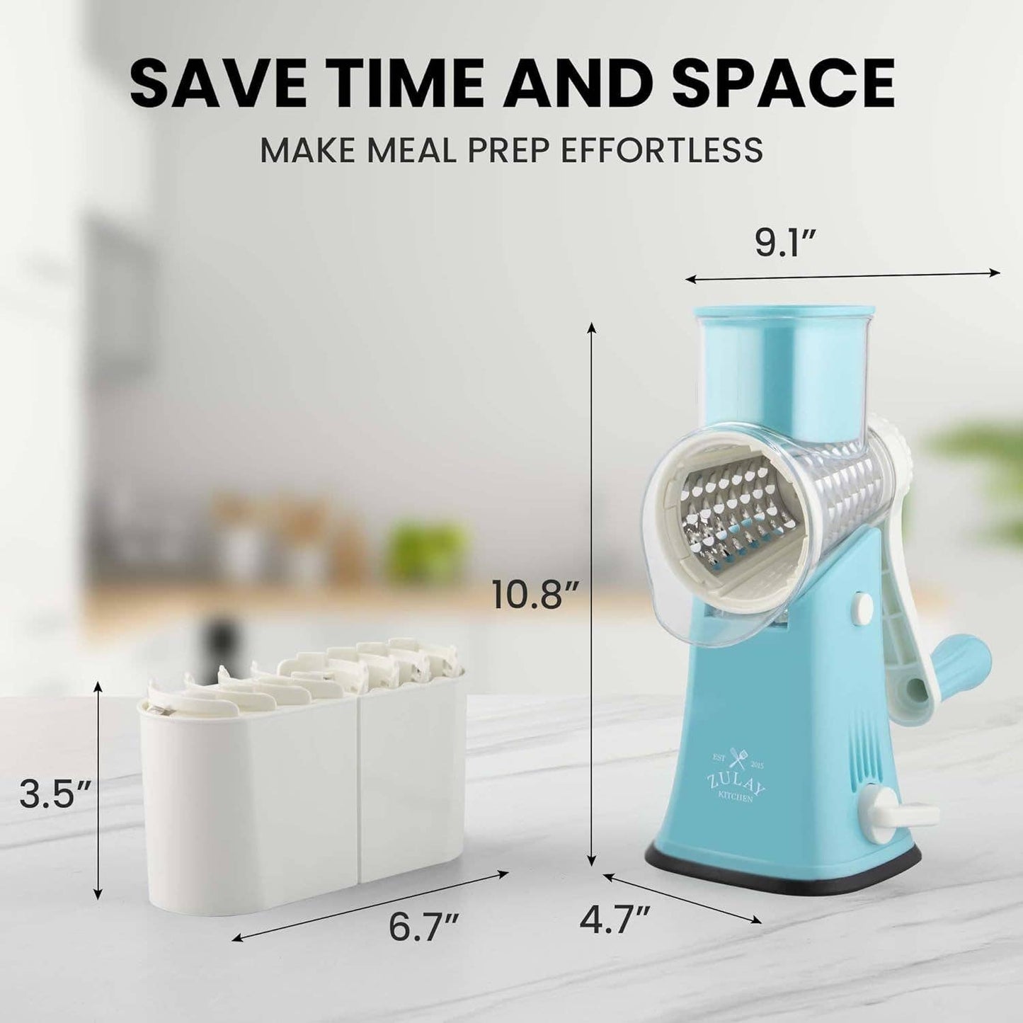 Rotary Cheese Grater with 5 Interchangeable Drums