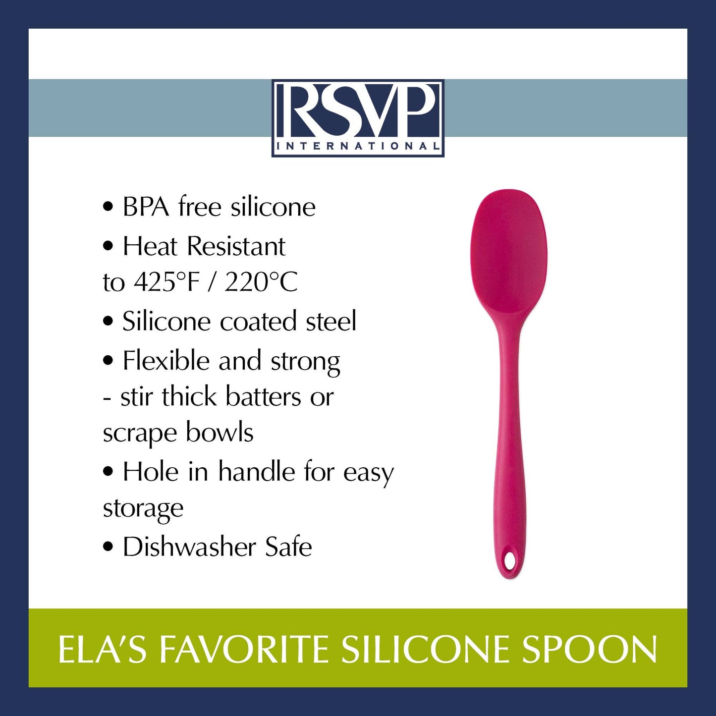 Ela's Favorite Silicone Spoon - Viva Magenta