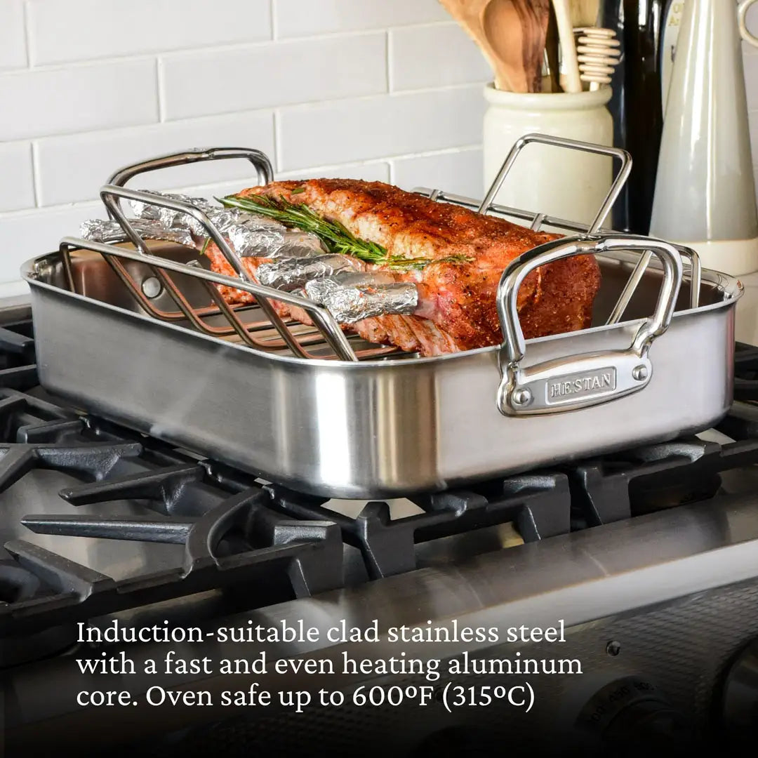 Hestan Steel Roaster with rack, 16.5"