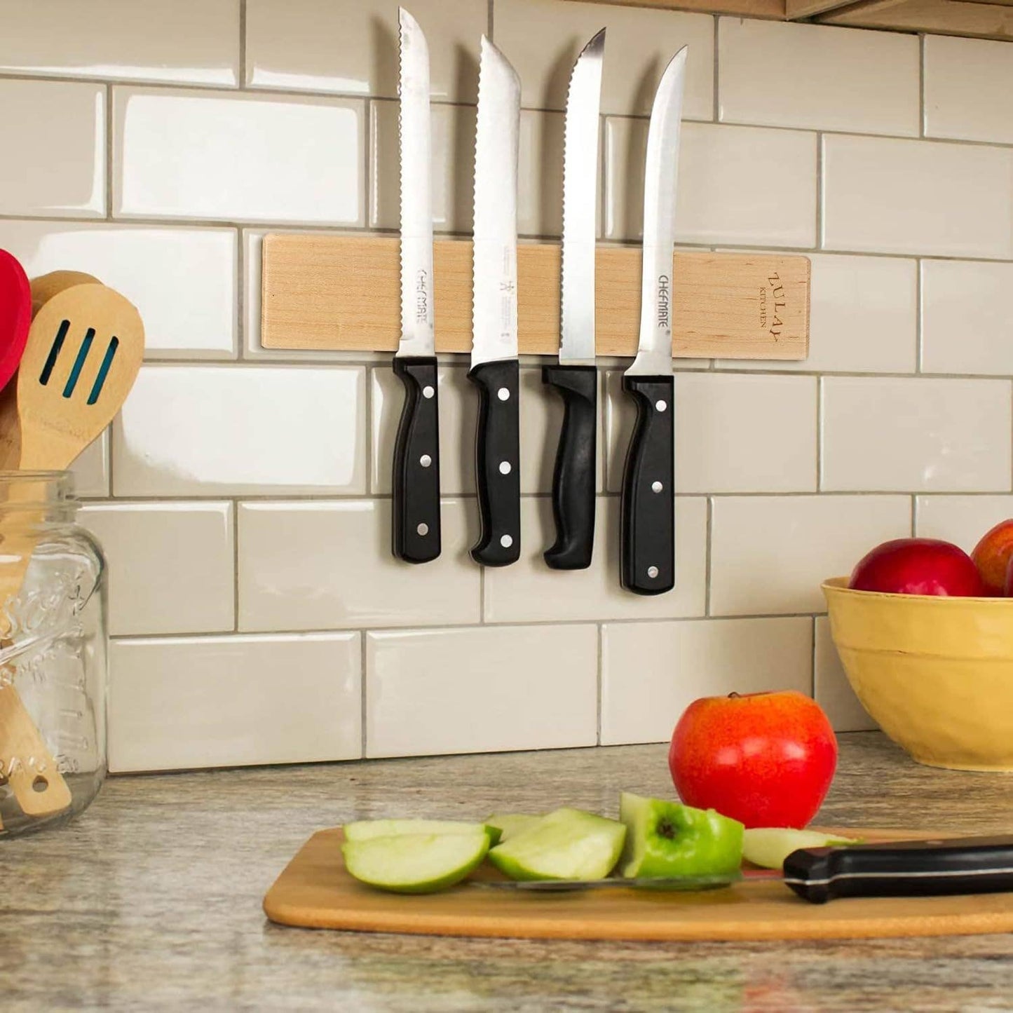 Magnetic Knife Holder - Powerful Wood Magnetic Knife Strip