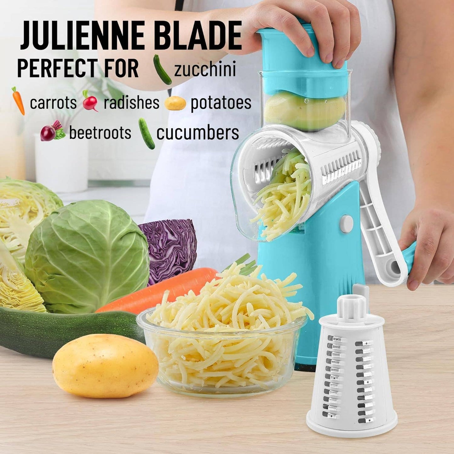 Rotary Cheese Grater with 5 Interchangeable Drums