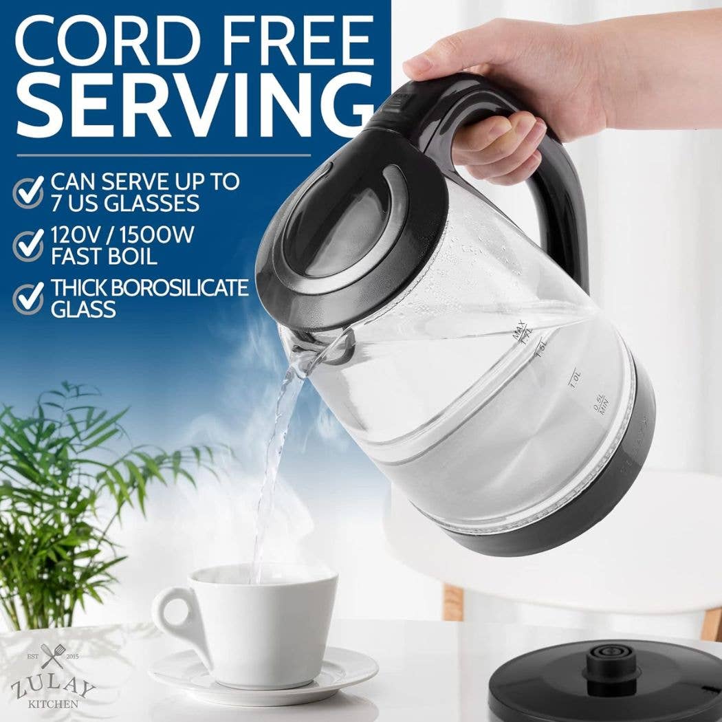 Glass Electric Kettle 1.7L with Blue LED Light