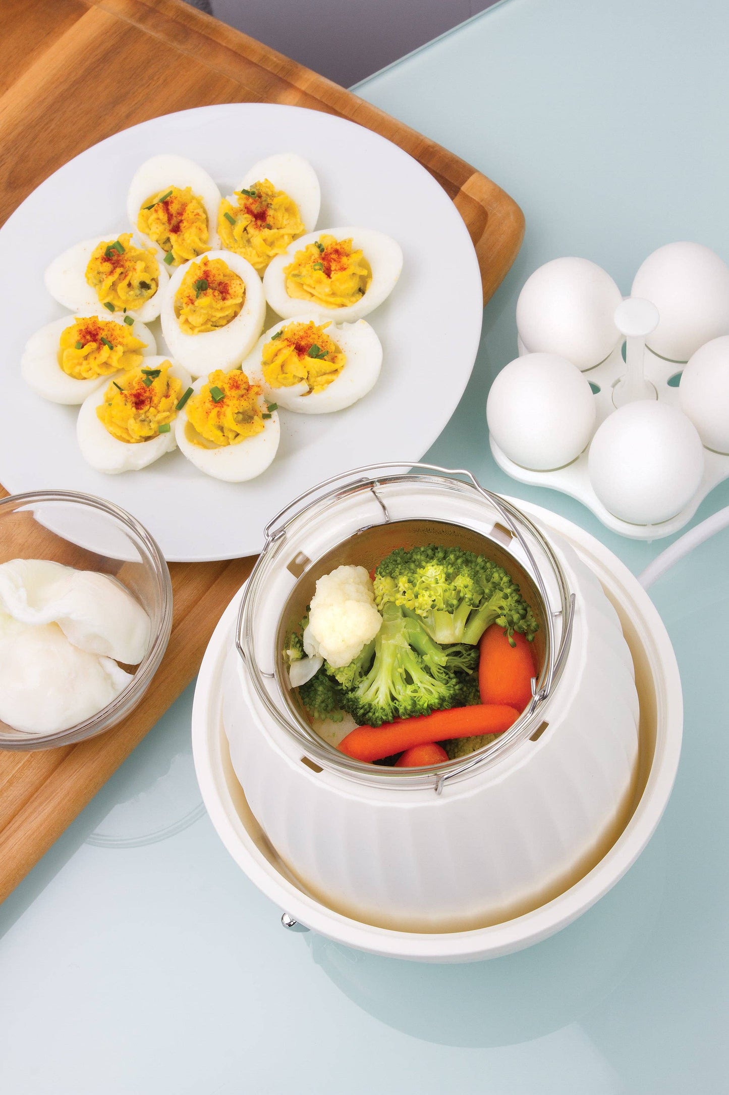Electric Mini Food Steamer and Egg Cooker with Auto Shut Off