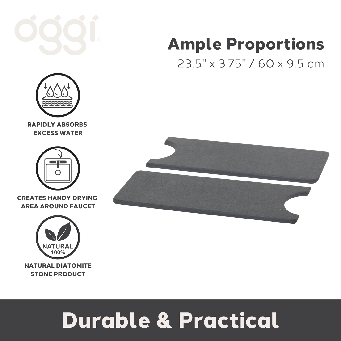 Faucet Mat - Diatomite (23.5" x 3.75")