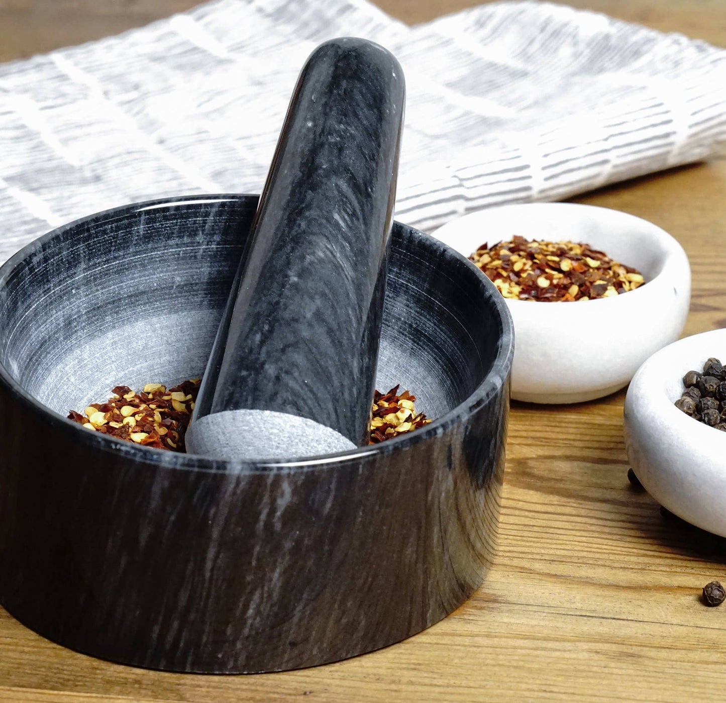 Marble Mortal & Pestle - Black