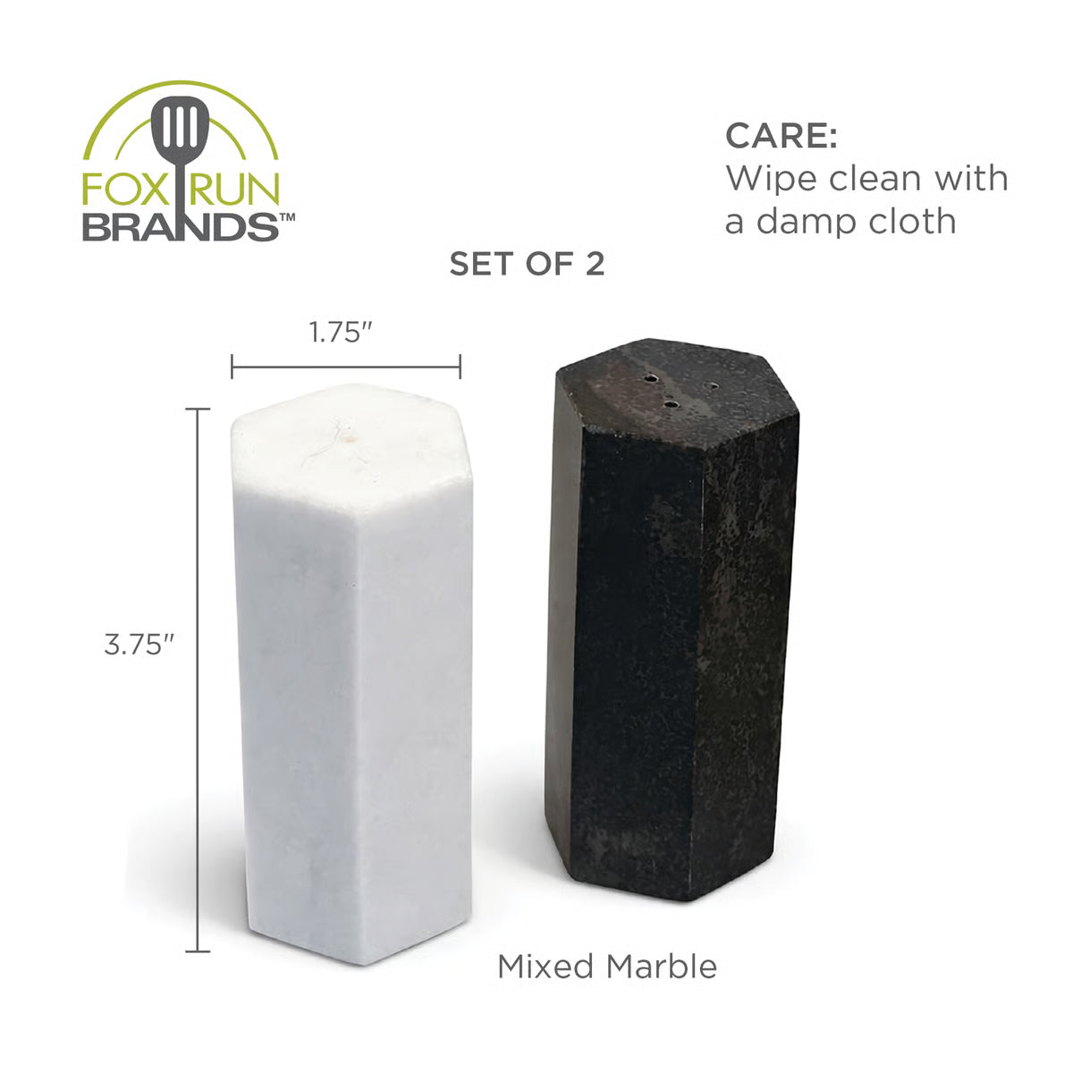 Hexagon Marble Salt & Pepper Shakers, Set of 2
